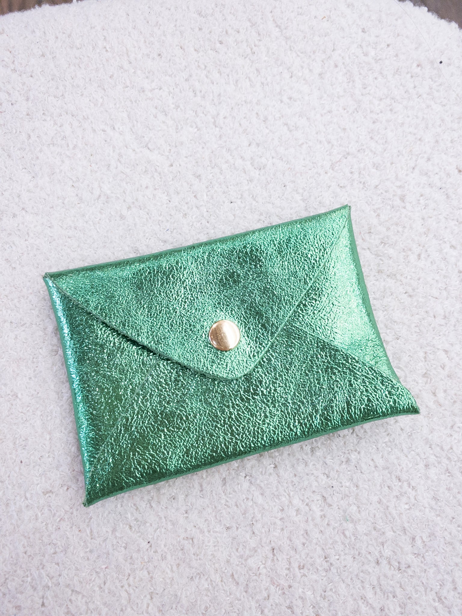 Porte-cartes en cuir véritable bleu et vert