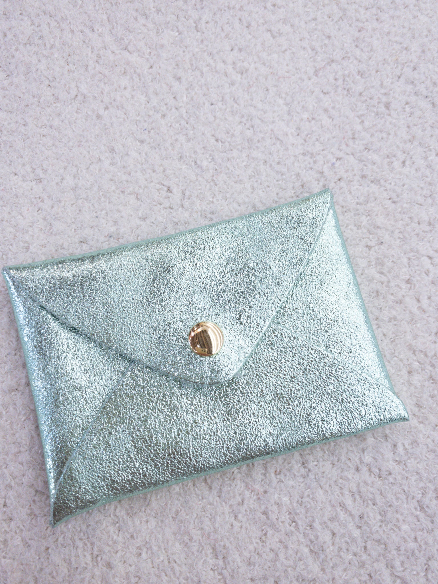 Porte-cartes en cuir véritable bleu et vert