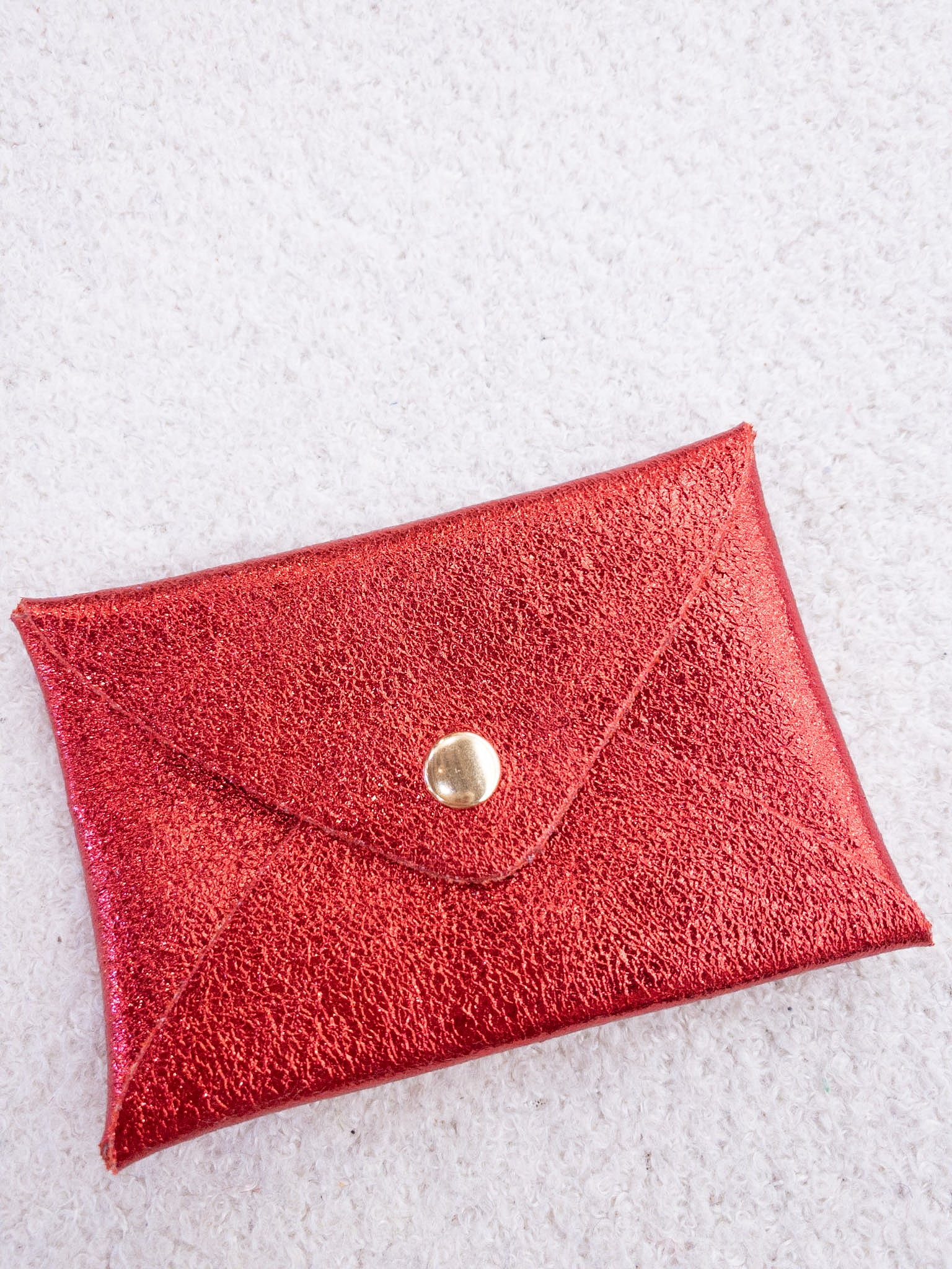 Porte-cartes en cuir de vachette rose et violet