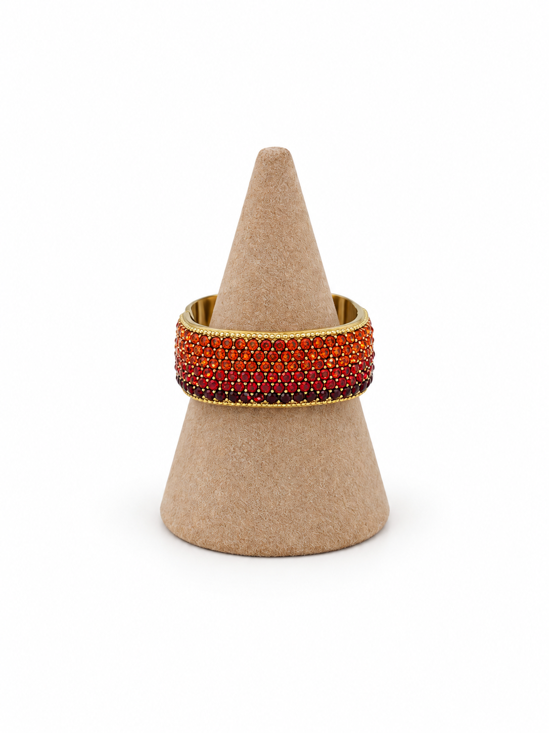 Bague large dorée à cristaux multicolores et scintillants
