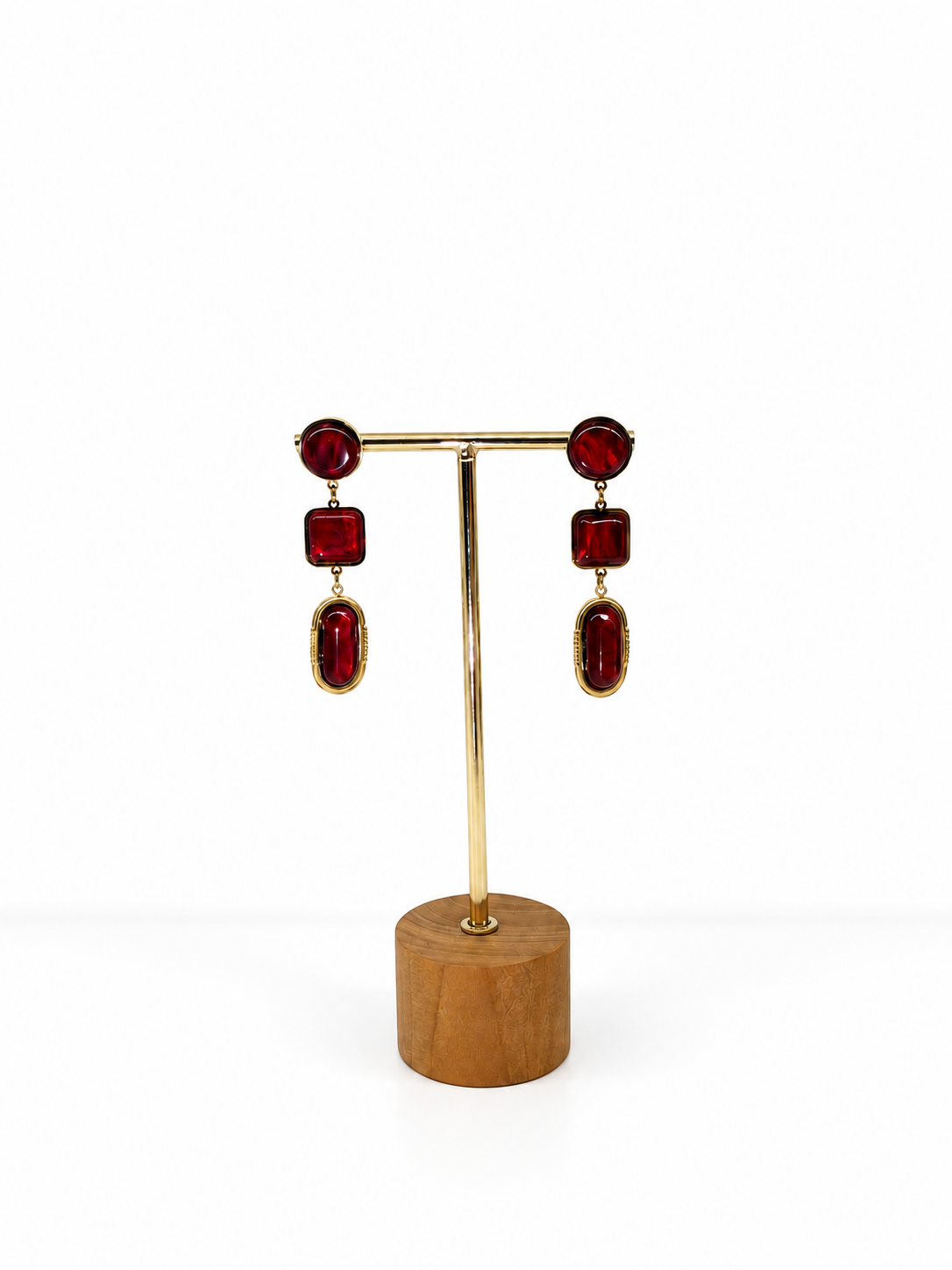 Boucles d’oreilles pendantes rouges à 3 niveaux