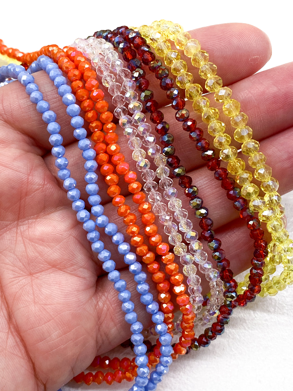 Set de 5 bracelets élastiques en perles de verre facettées