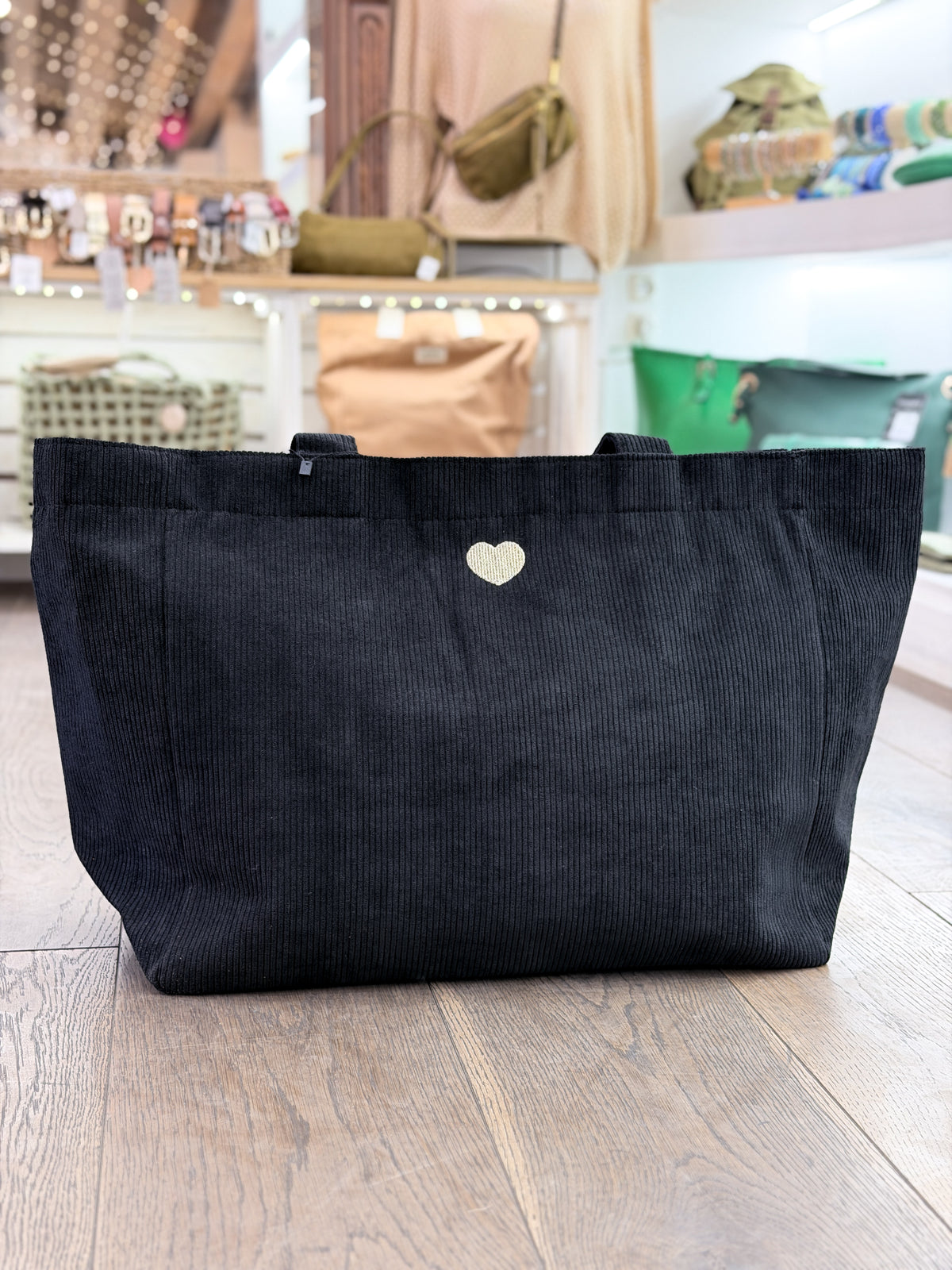 Grand sac cabas en velours côtelé à porter à l’épaule
