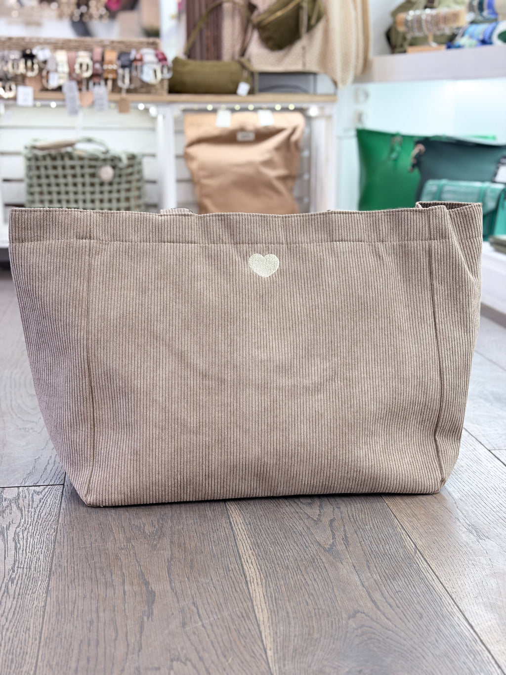 Grand sac cabas en velours côtelé à porter à l’épaule