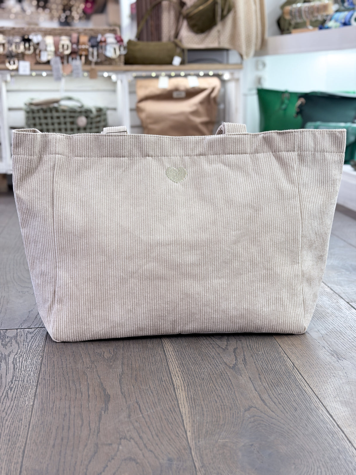 Grand sac cabas en velours côtelé à porter à l’épaule