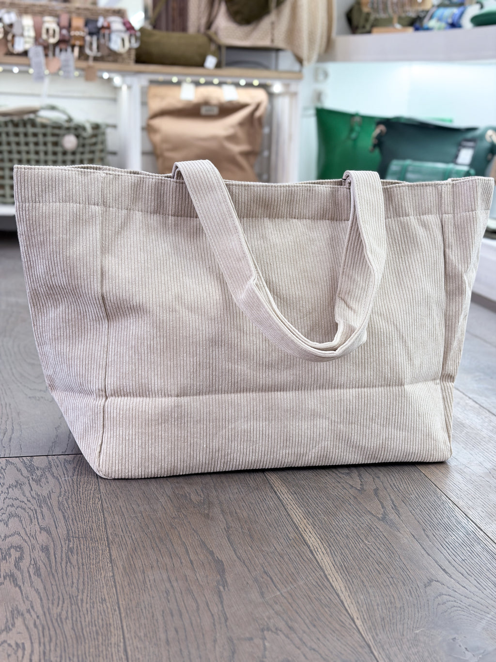 Grand sac cabas en velours côtelé à porter à l’épaule