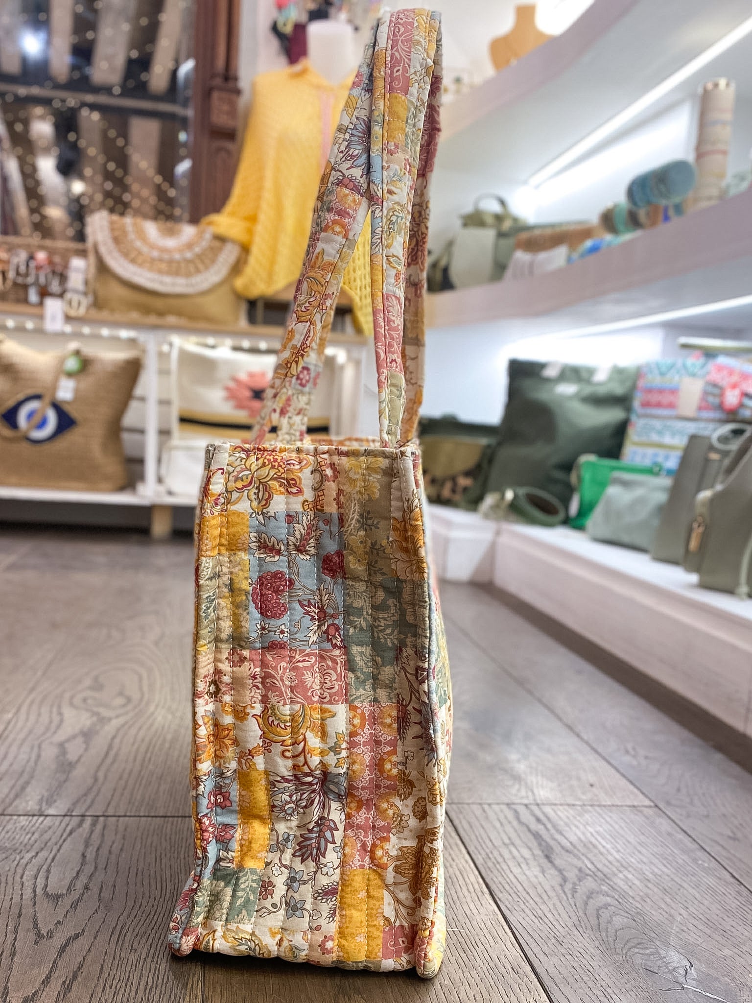 Sac cabas matelassé en coton imprimé