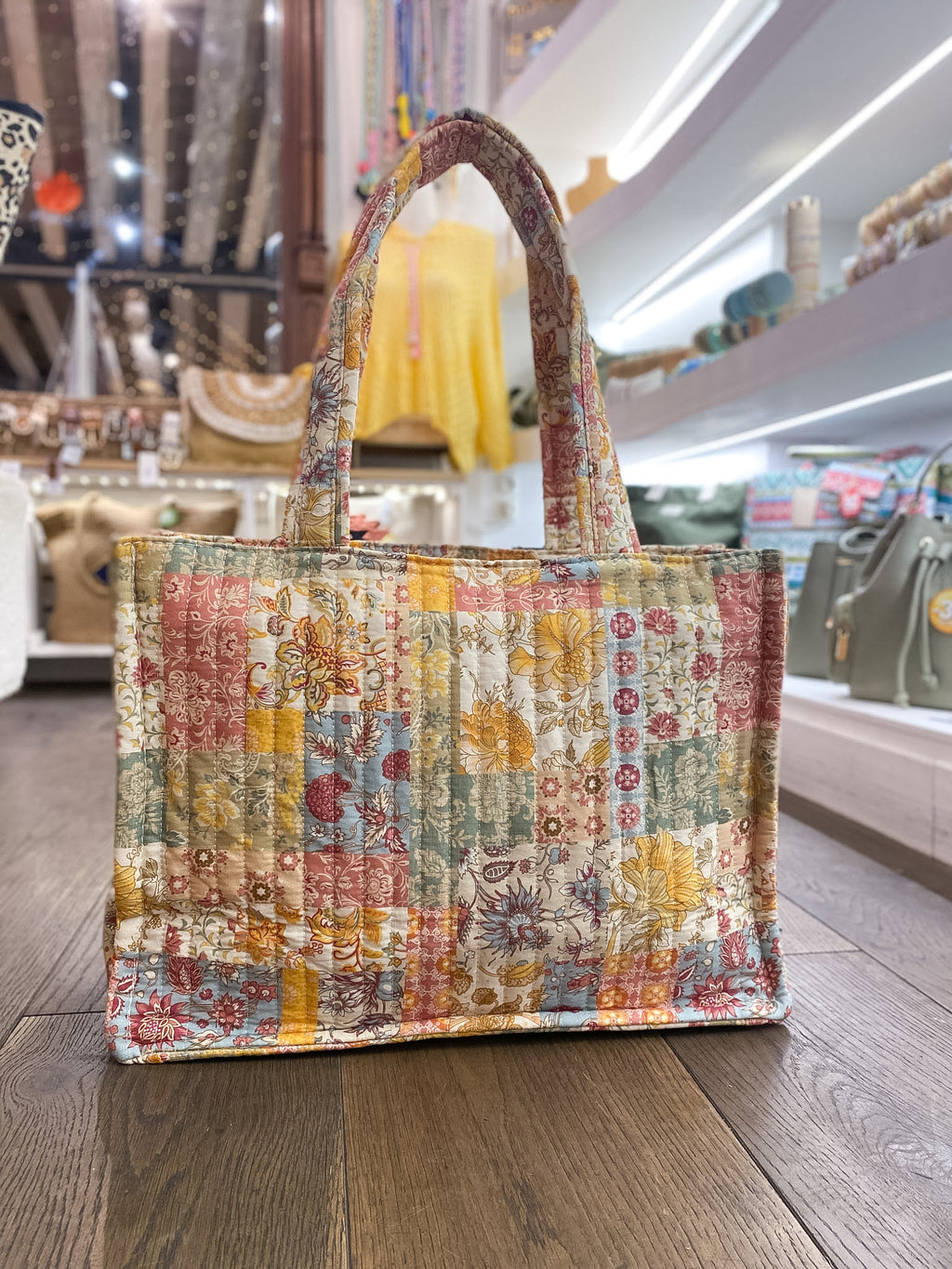 Sac cabas matelassé en coton imprimé