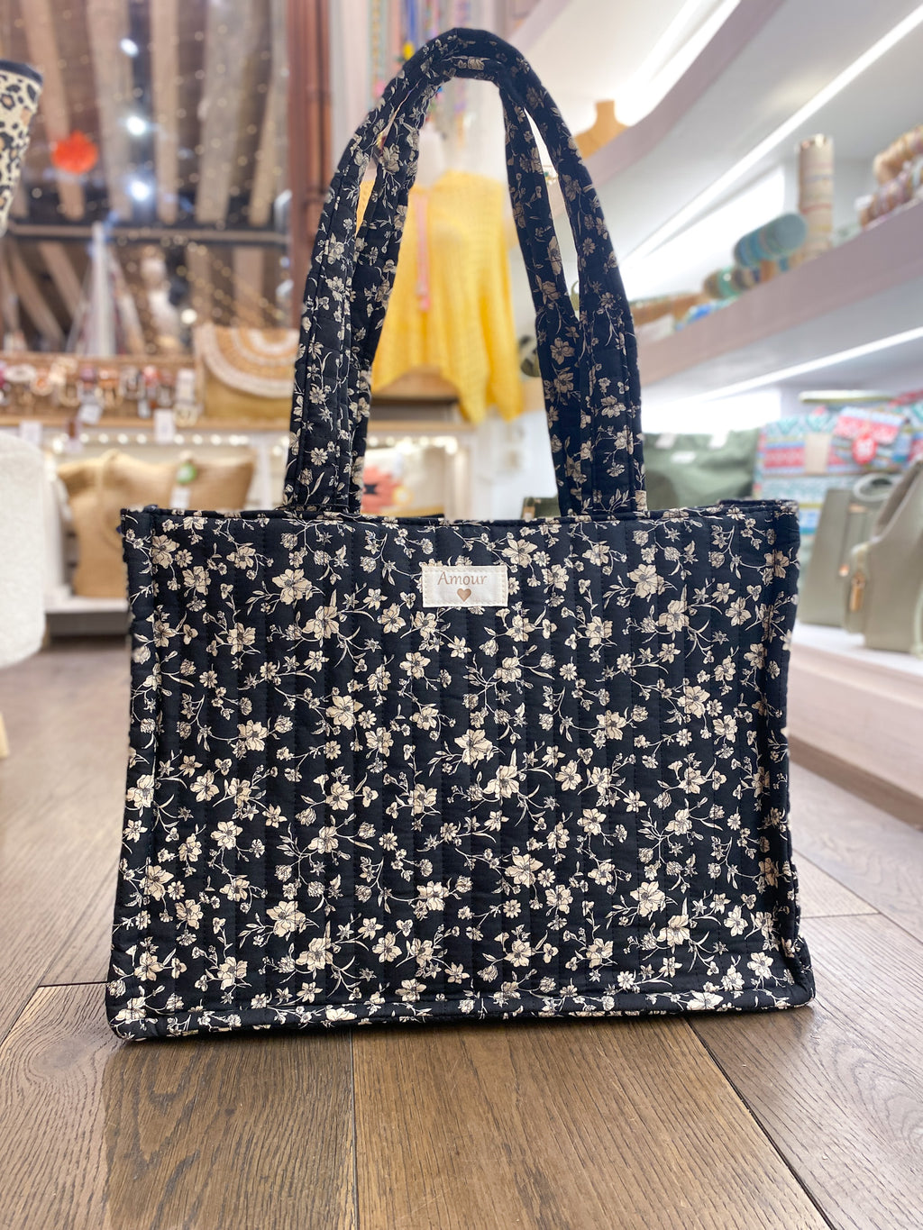 Sac cabas matelassé en coton imprimé