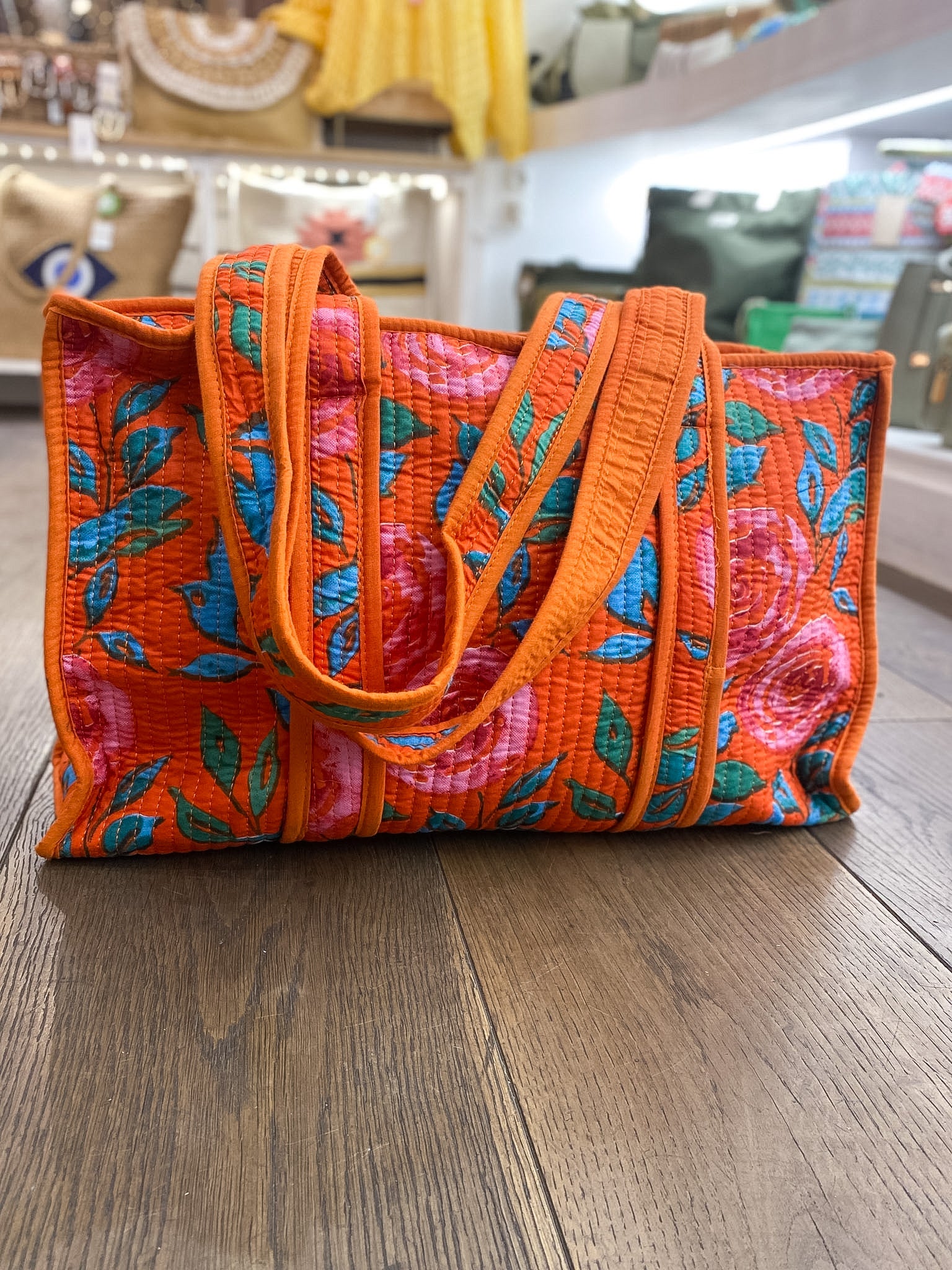 Sac cabas matelassé zippé en coton