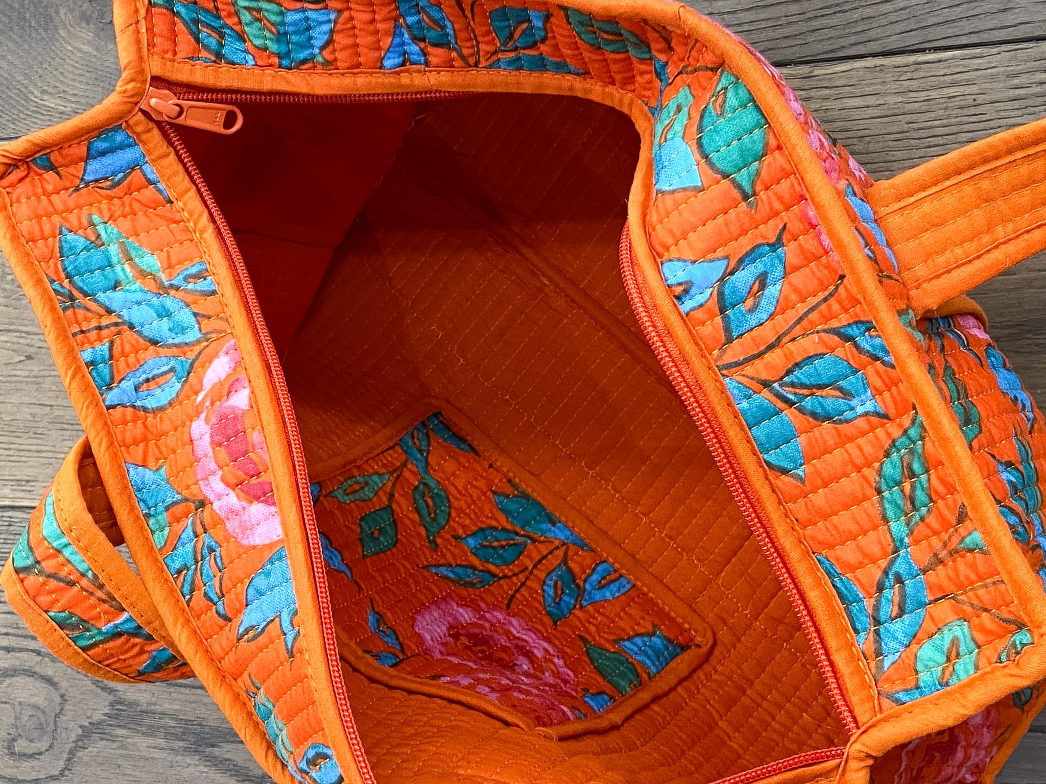 Sac cabas matelassé zippé en coton
