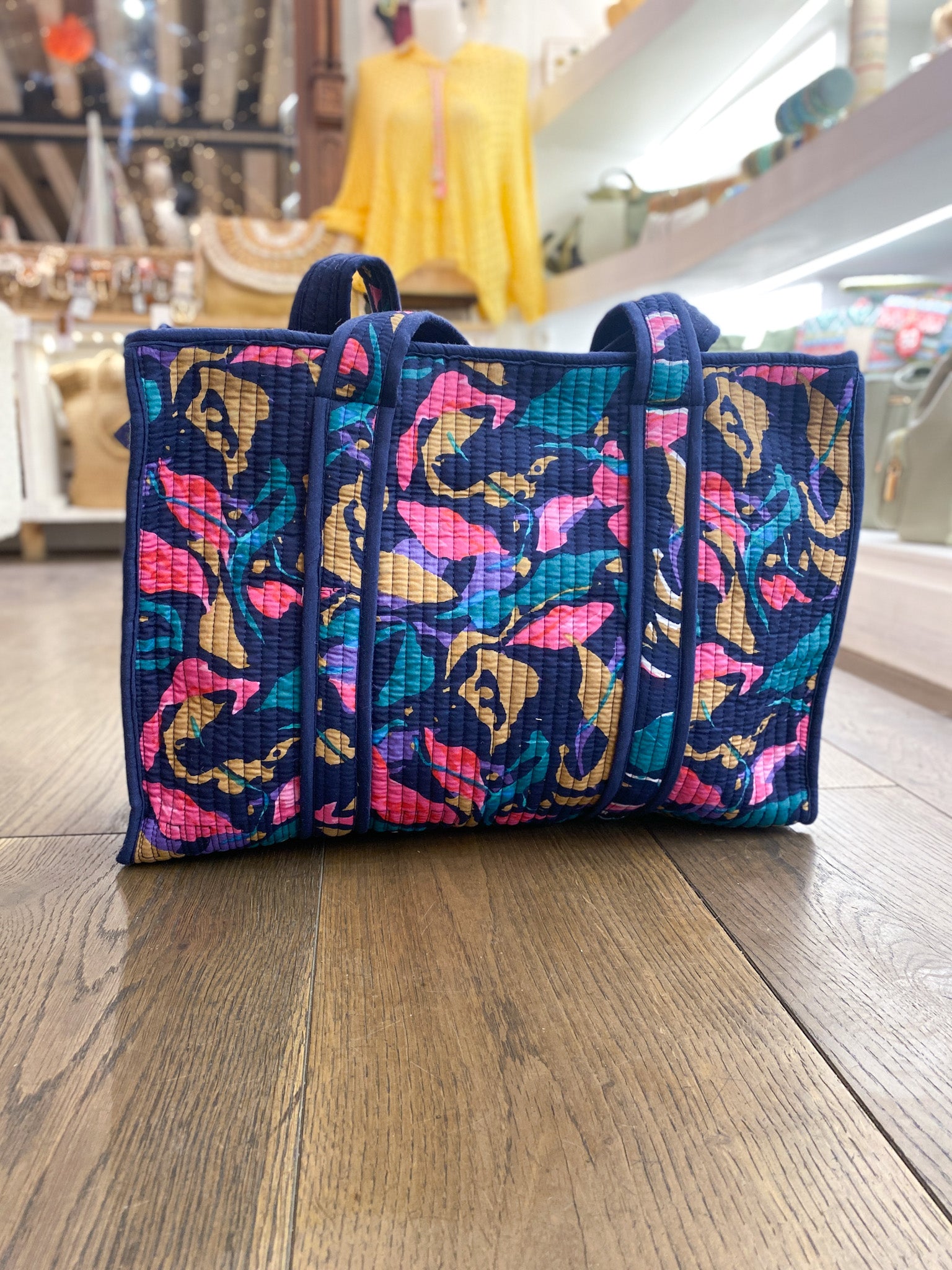 Sac cabas matelassé zippé en coton