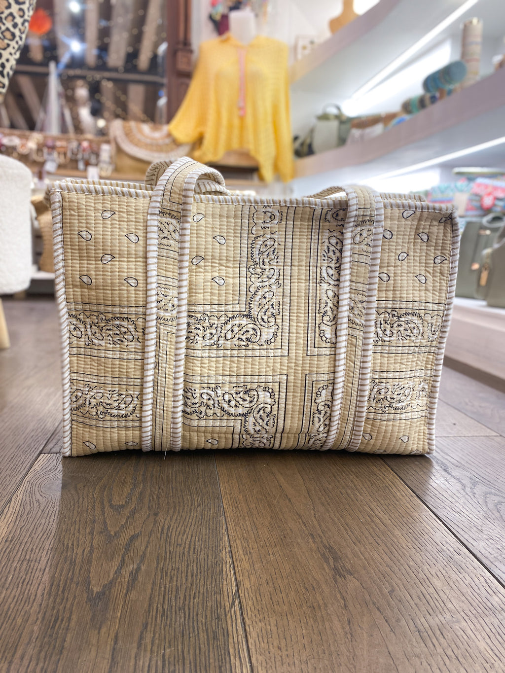 Sac cabas matelassé zippé en coton