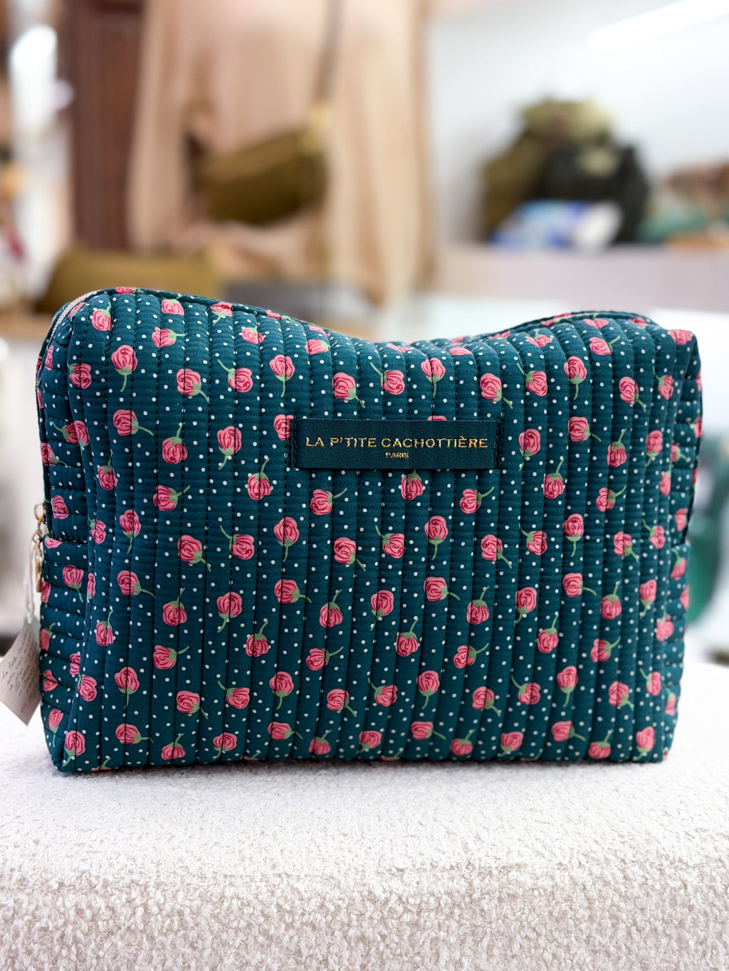Trousse matelassée fleurie en coton
