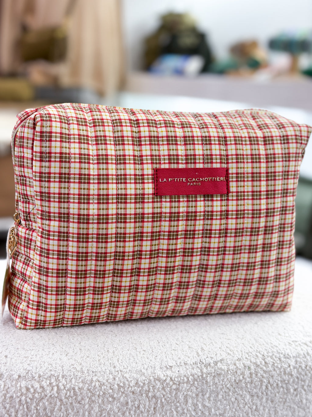 Trousse matelassée fleurie en coton