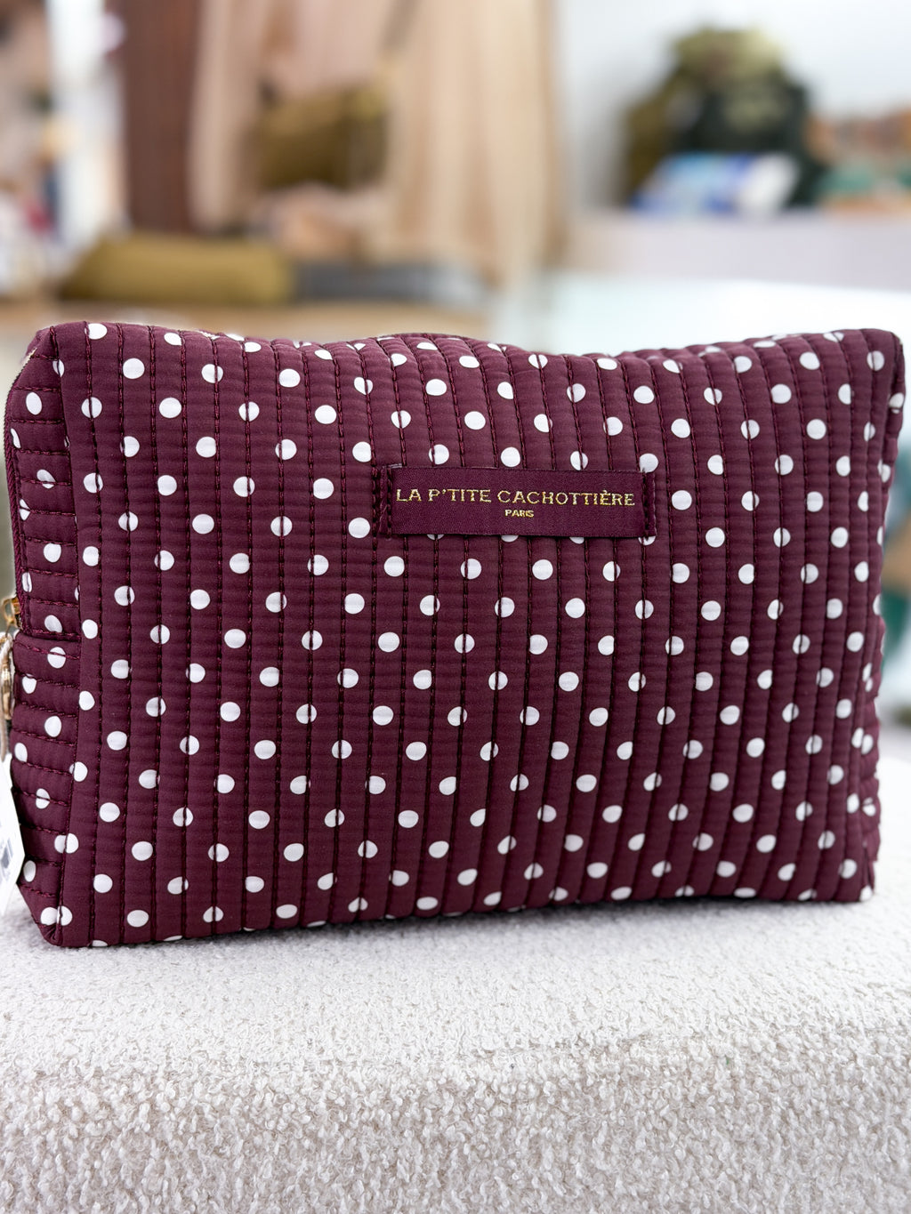 Trousse matelassée fleurie en coton