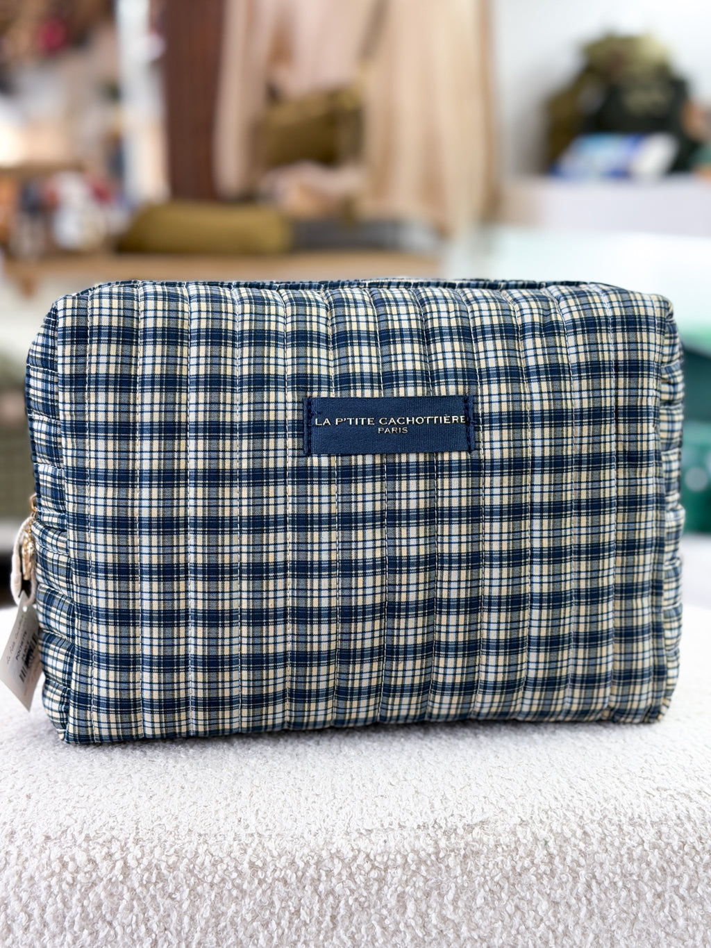 Trousse matelassée fleurie en coton