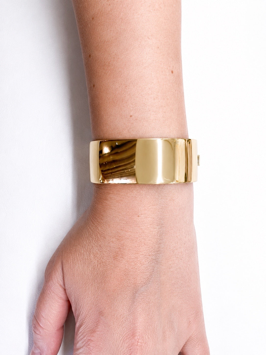 Bracelet jonc large en acier inoxydable poli miroir