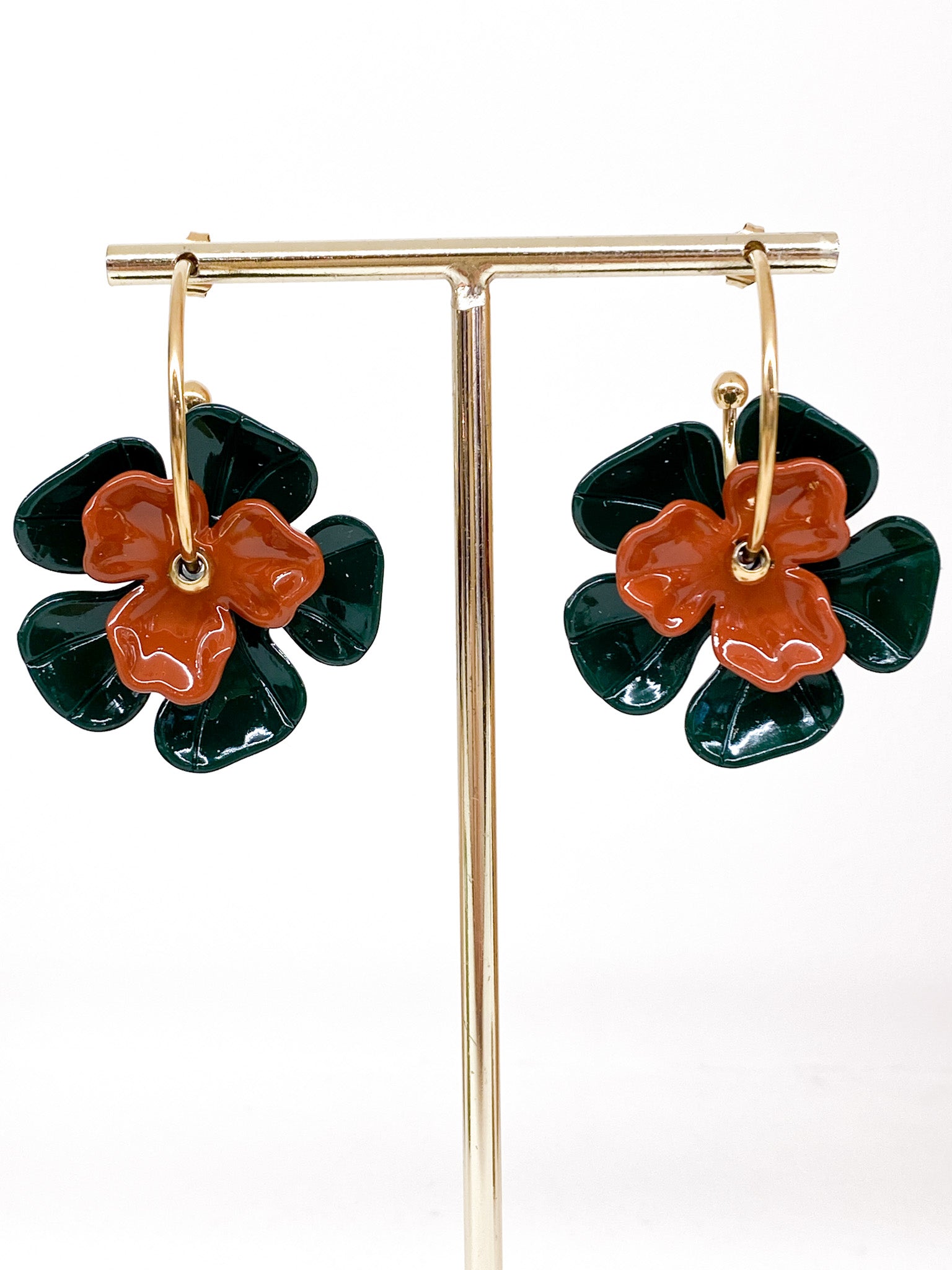 Boucles d’oreilles créoles florales colorées