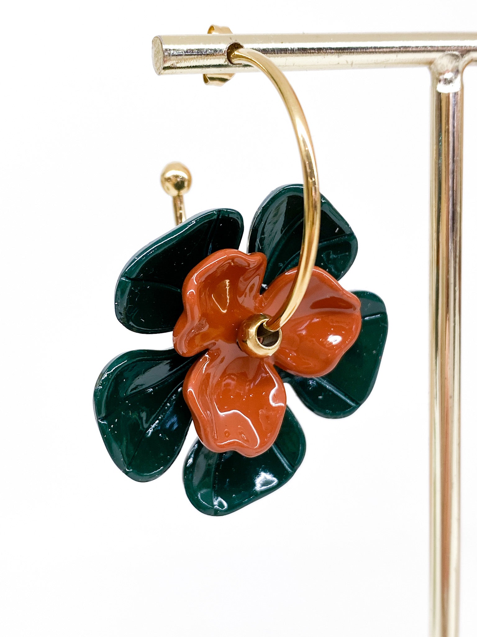 Boucles d’oreilles créoles florales colorées