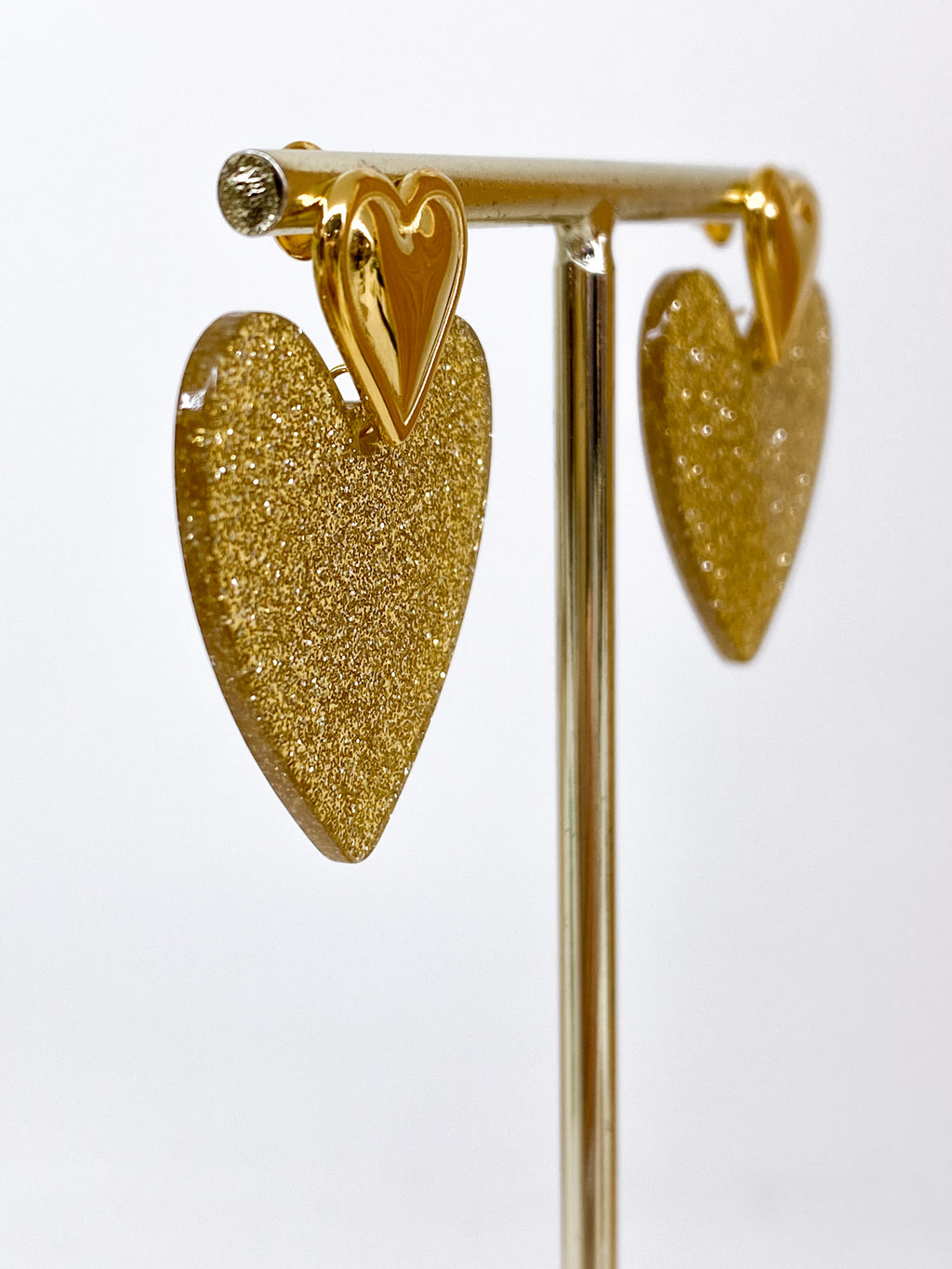 Boucles d’oreilles cœur avec acétate scintillant