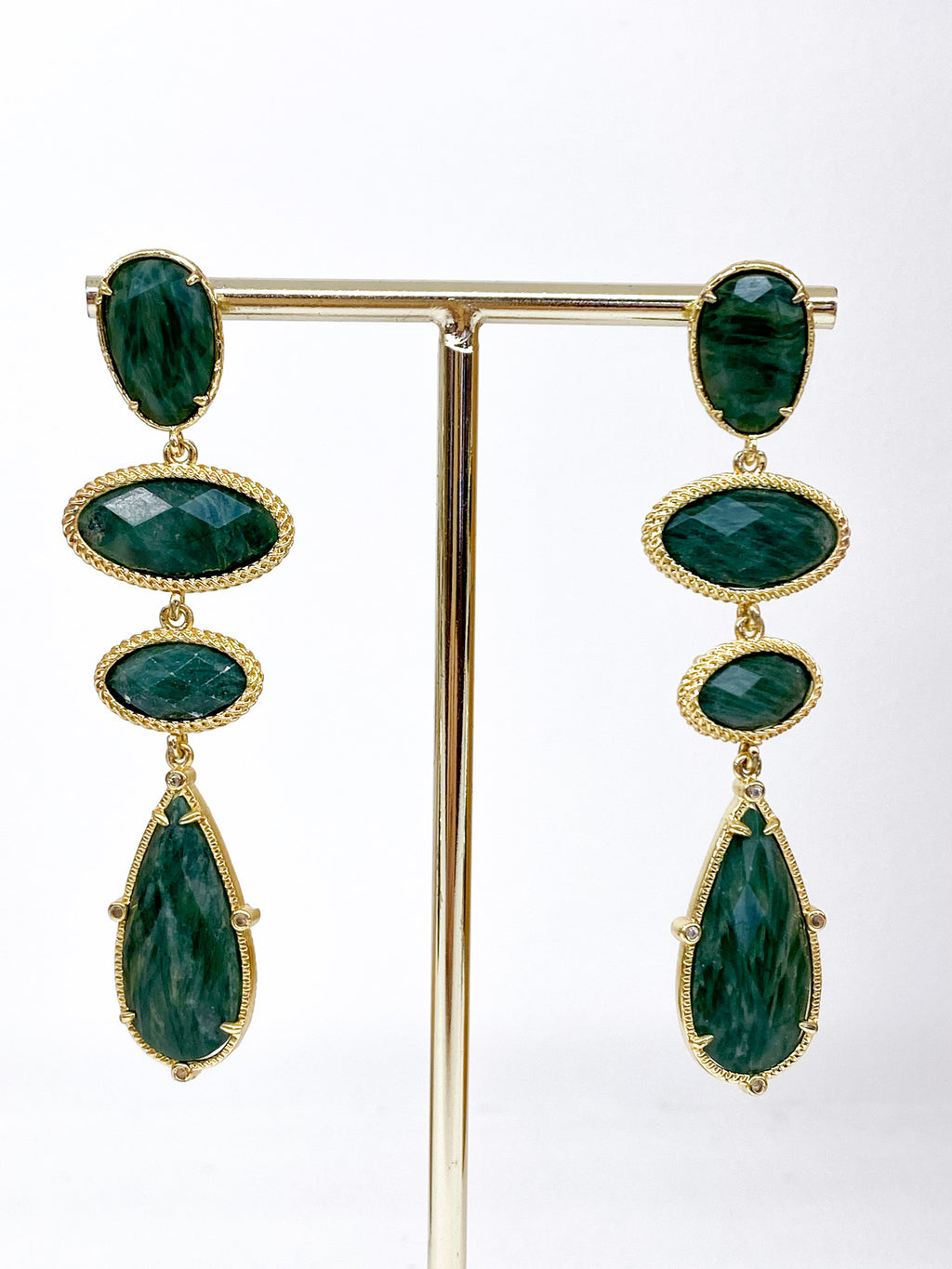 Boucles d’oreilles longues avec aventurine verte