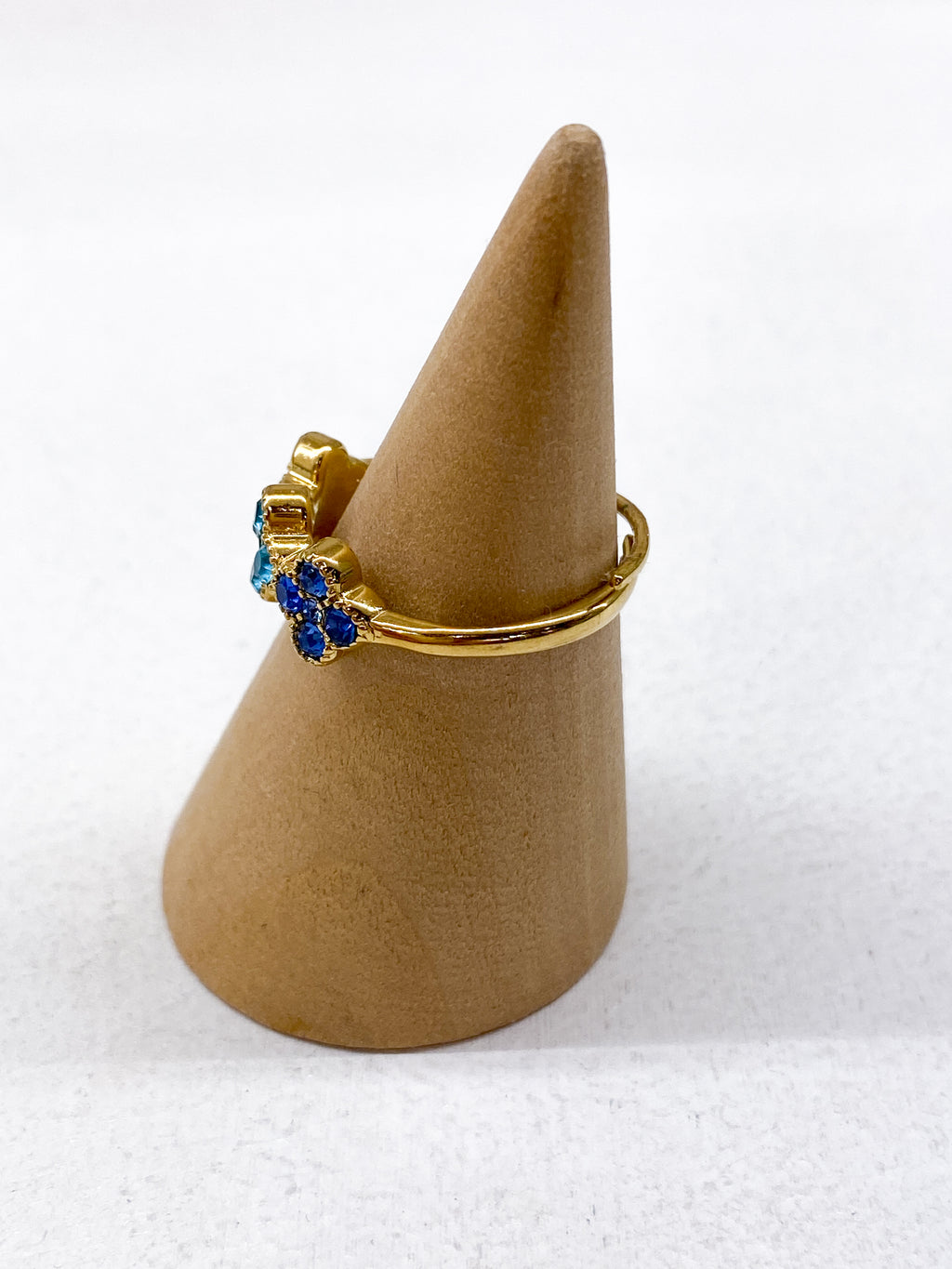 Bague femme dorée en acier inoxydable avec trois trèfles
