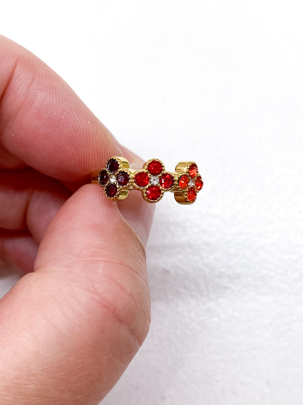 Bague femme dorée en acier inoxydable avec trois trèfles