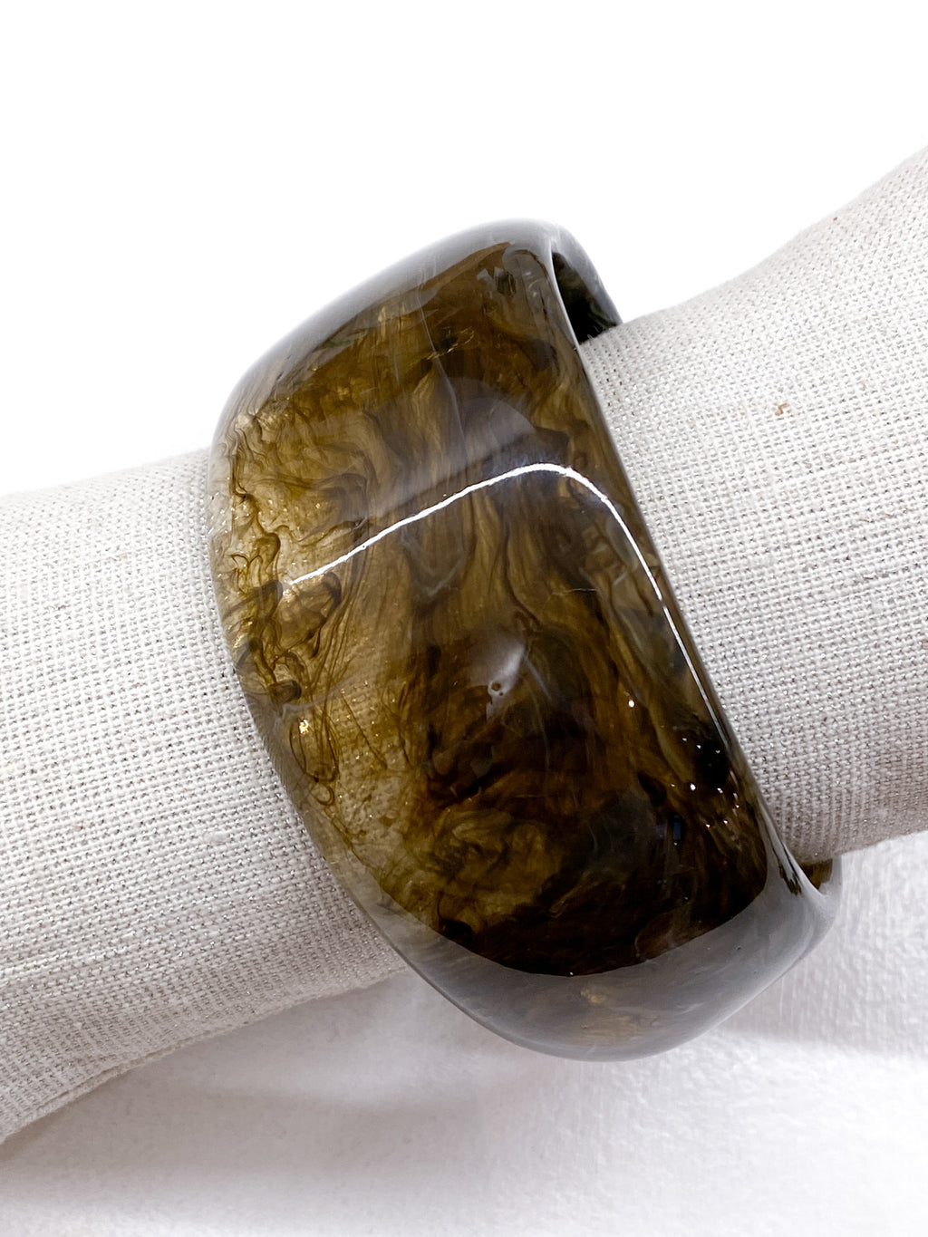 Bracelet jonc large marron en acétate effet marbre