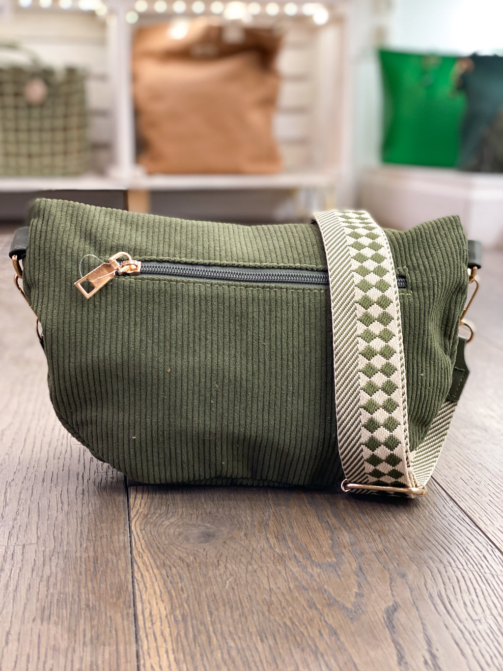 Sac banane en velours côtelé avec multi-poches