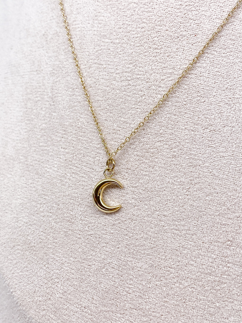 Collier fin femme en acier inoxydable à demi-lune