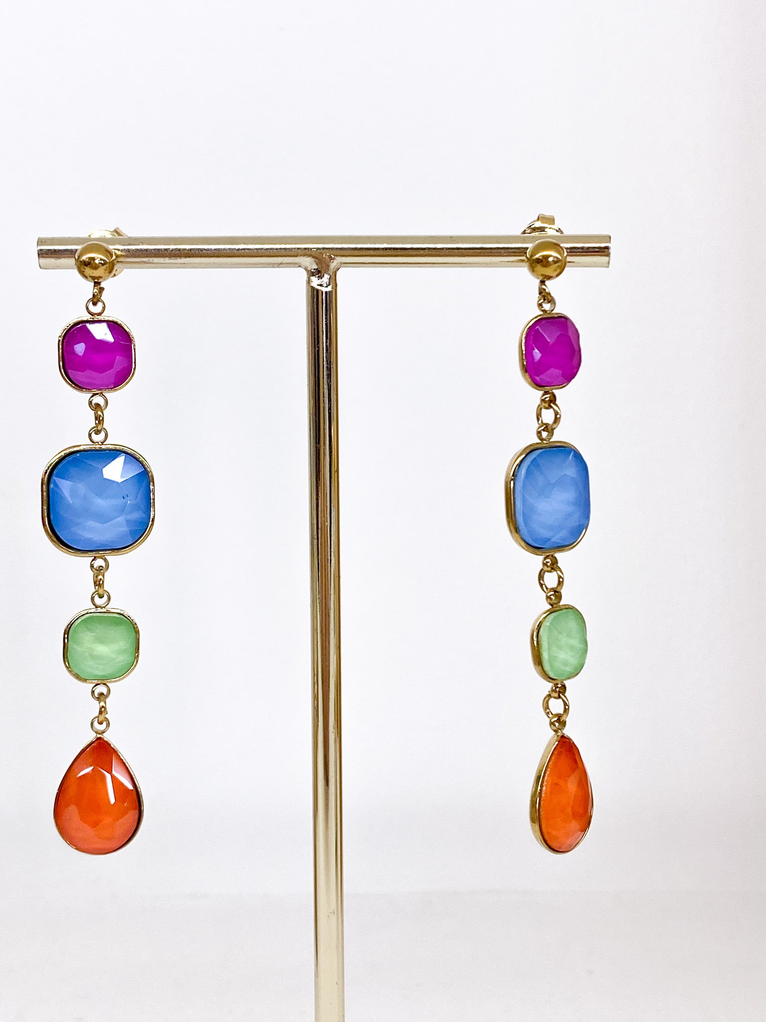 Boucles d’oreilles longues en pâte de verre
