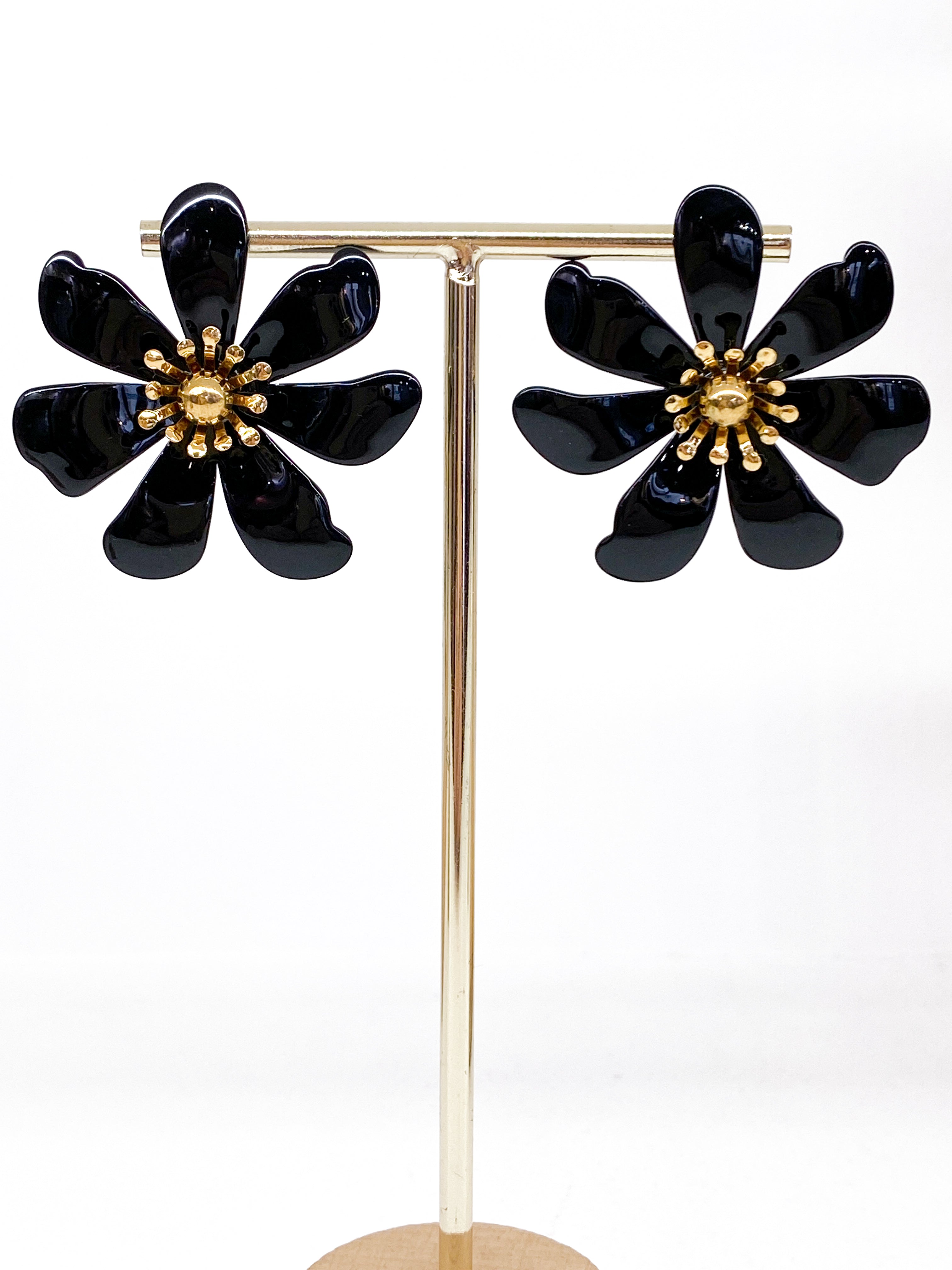 Boucles d’oreilles fleurs émaillées taille moyenne