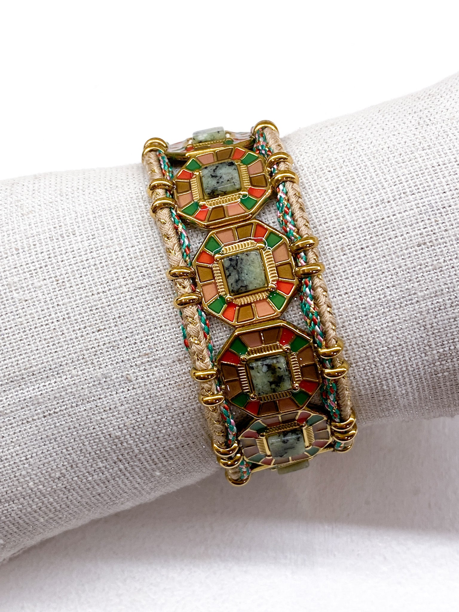 Bracelet manchette femme pierres naturelles