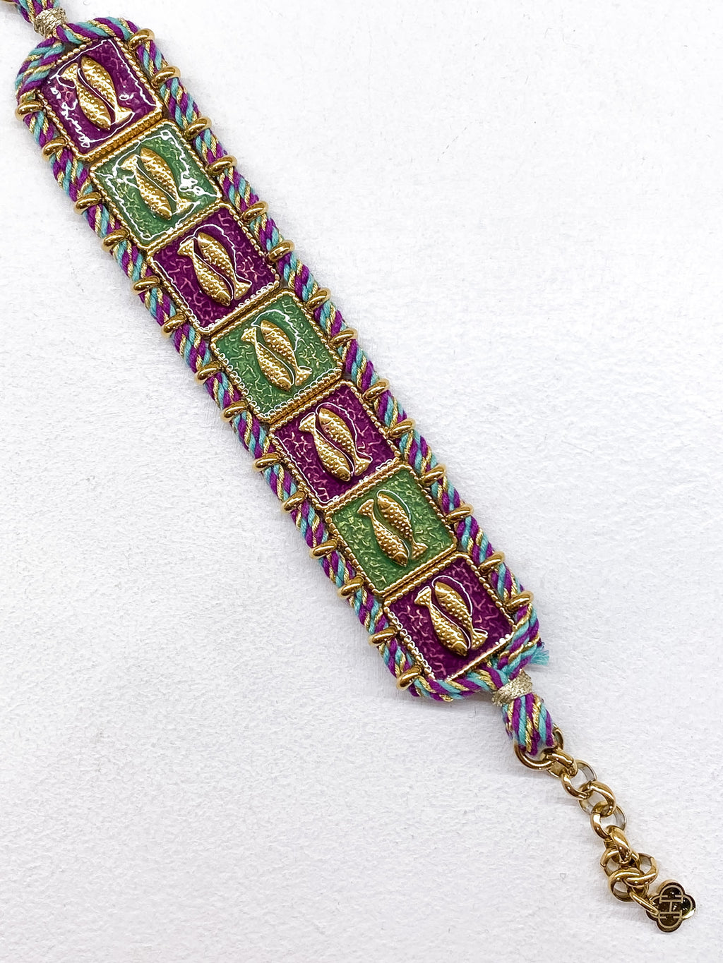 Bracelet manchette femme émail et motifs poissons