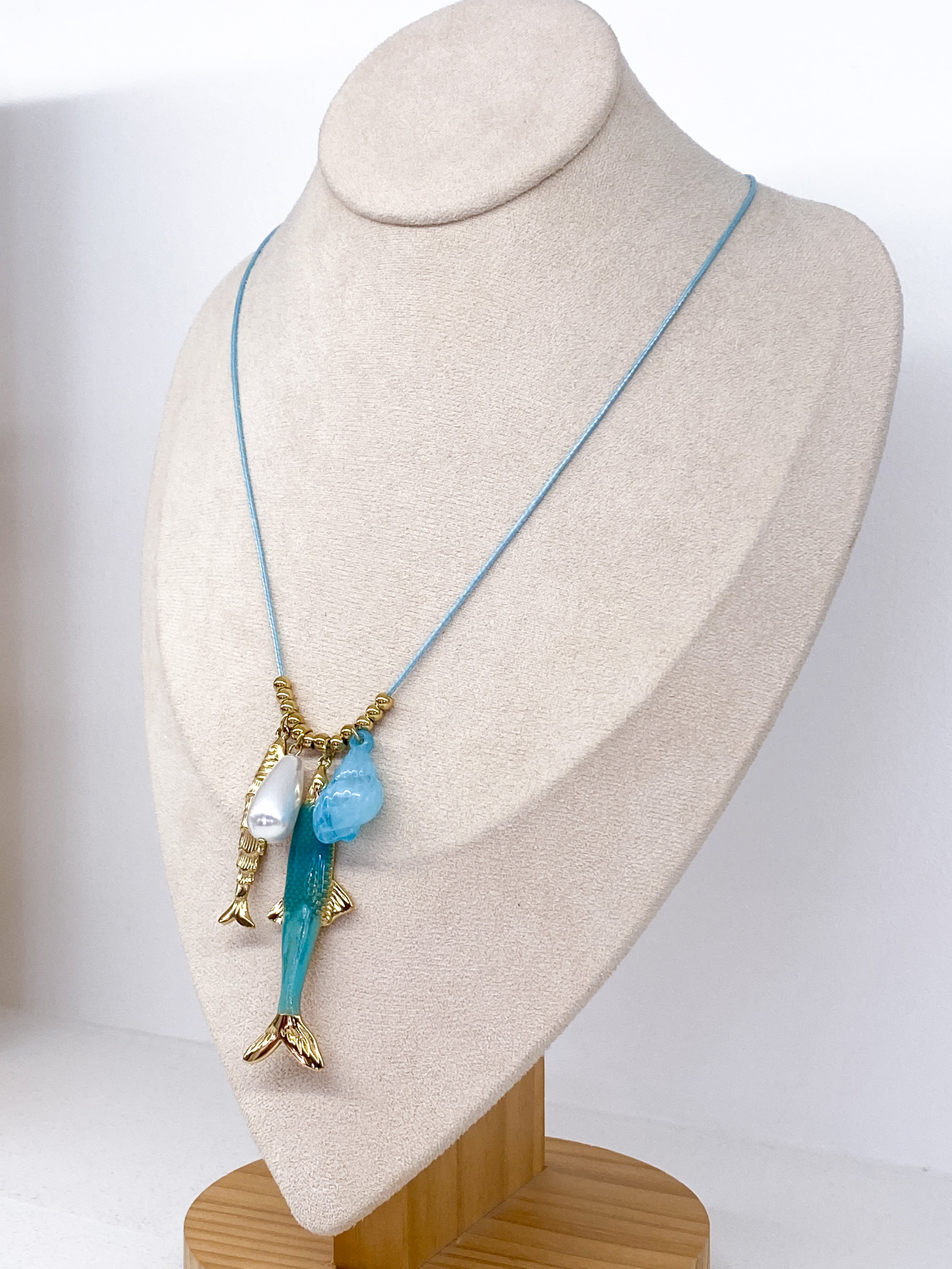 Collier femme cordon coulissant thème marin