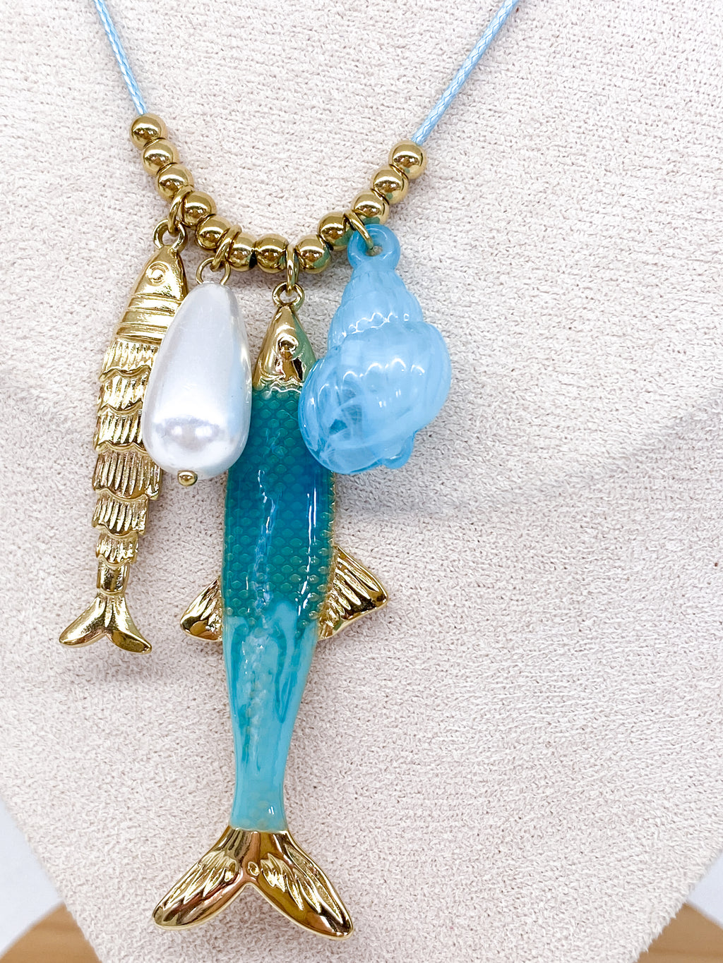 Collier femme cordon coulissant thème marin