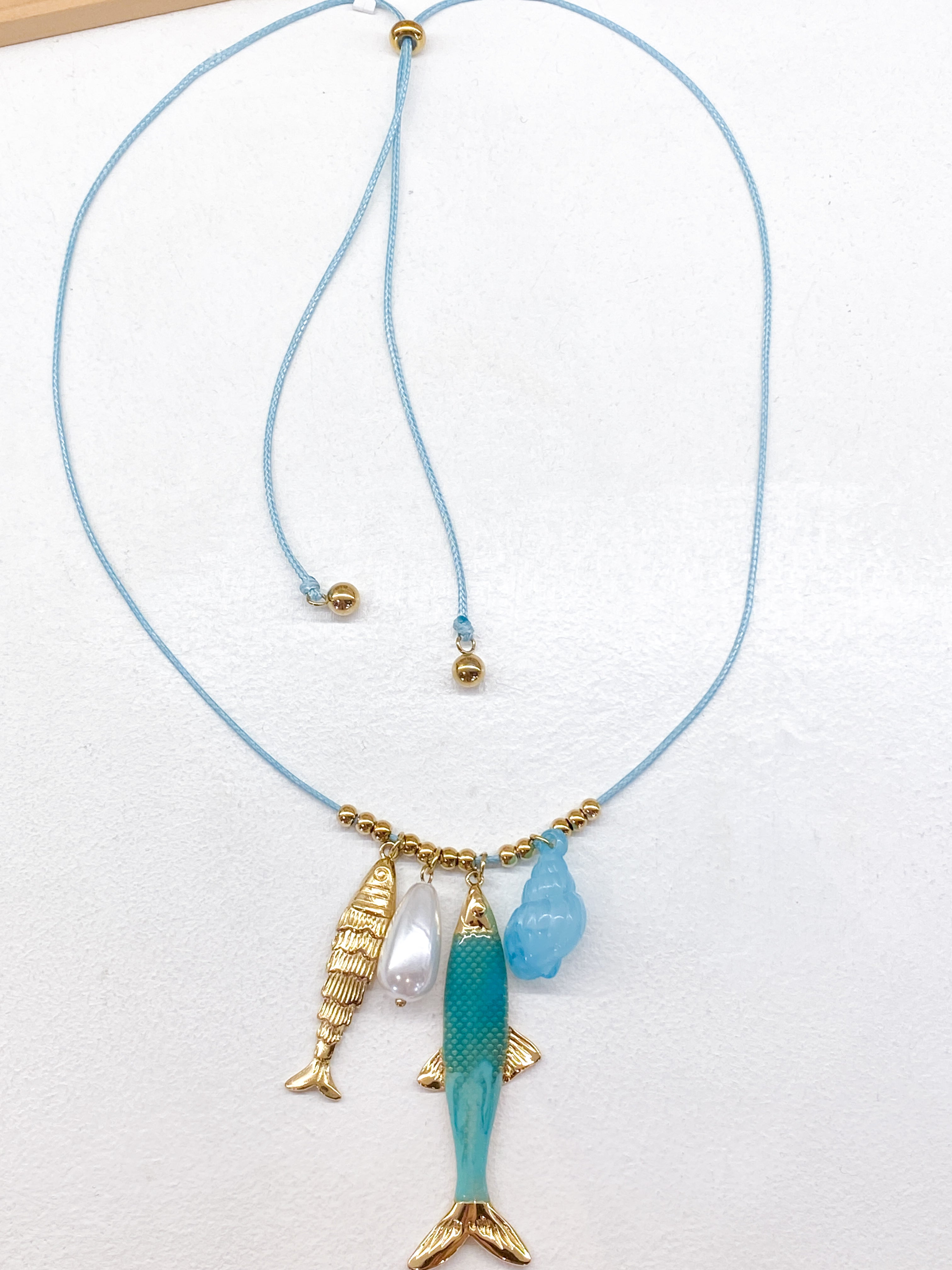 Collier femme cordon coulissant thème marin