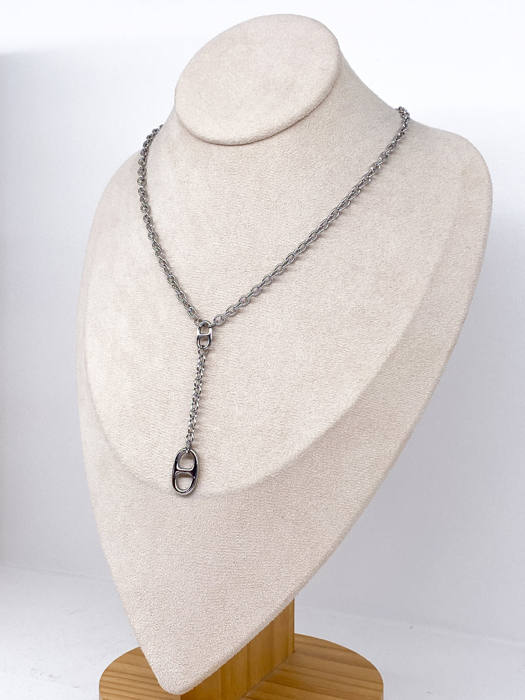 Collier Y acier inoxydable avec gros maillons et chaîne moderne