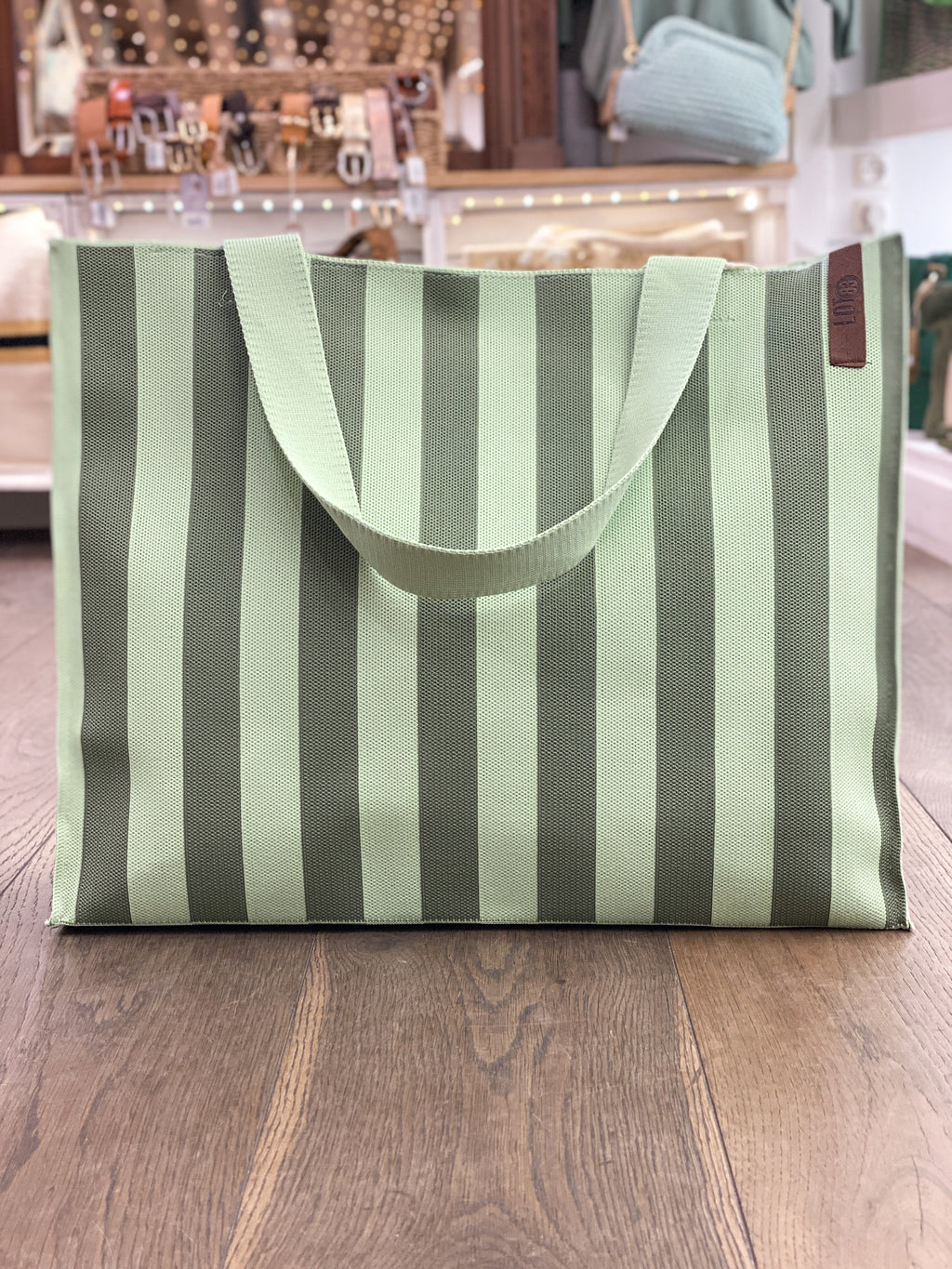 Sac cabas femme rayé grand format