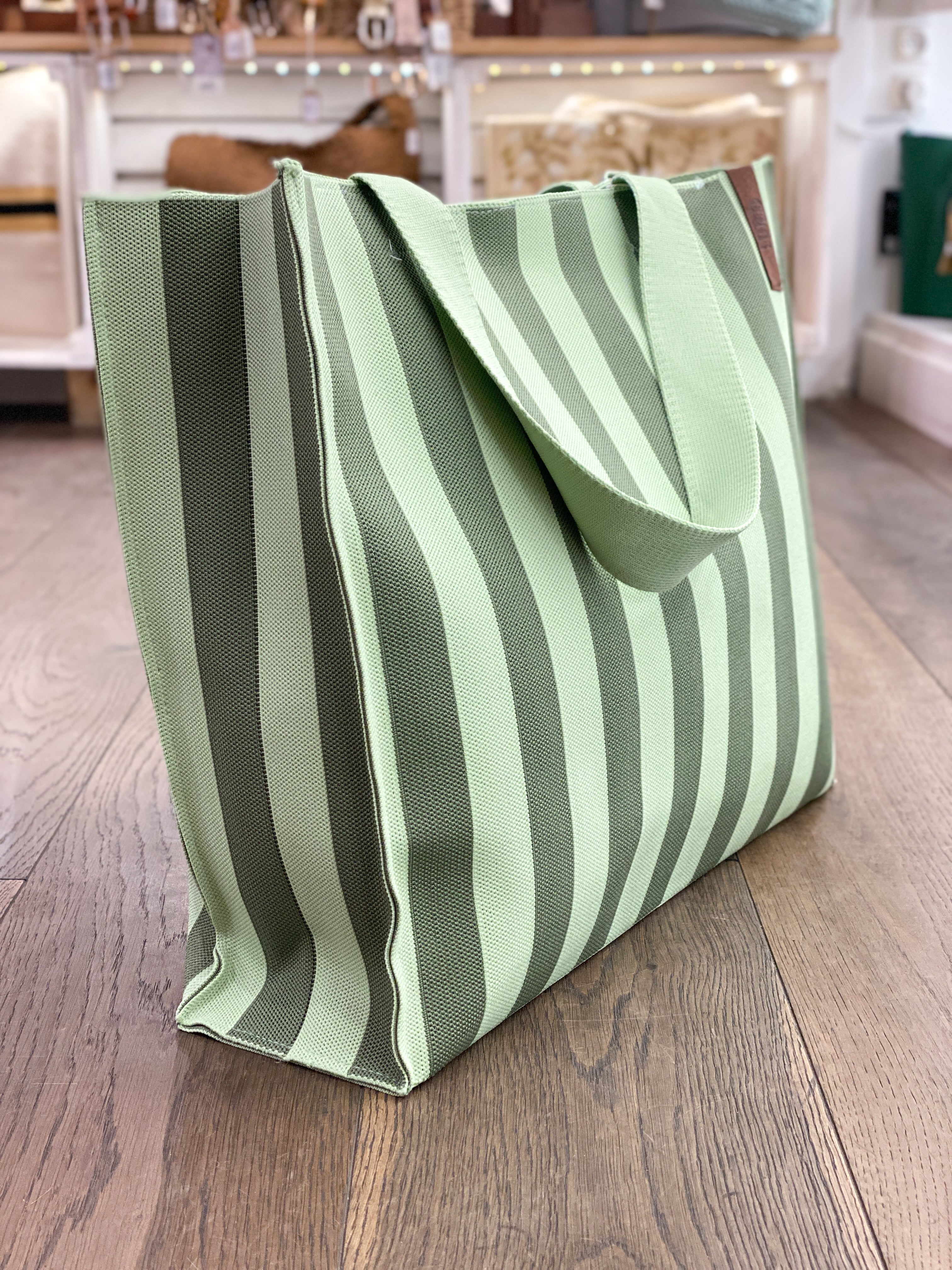 Sac cabas femme rayé grand format