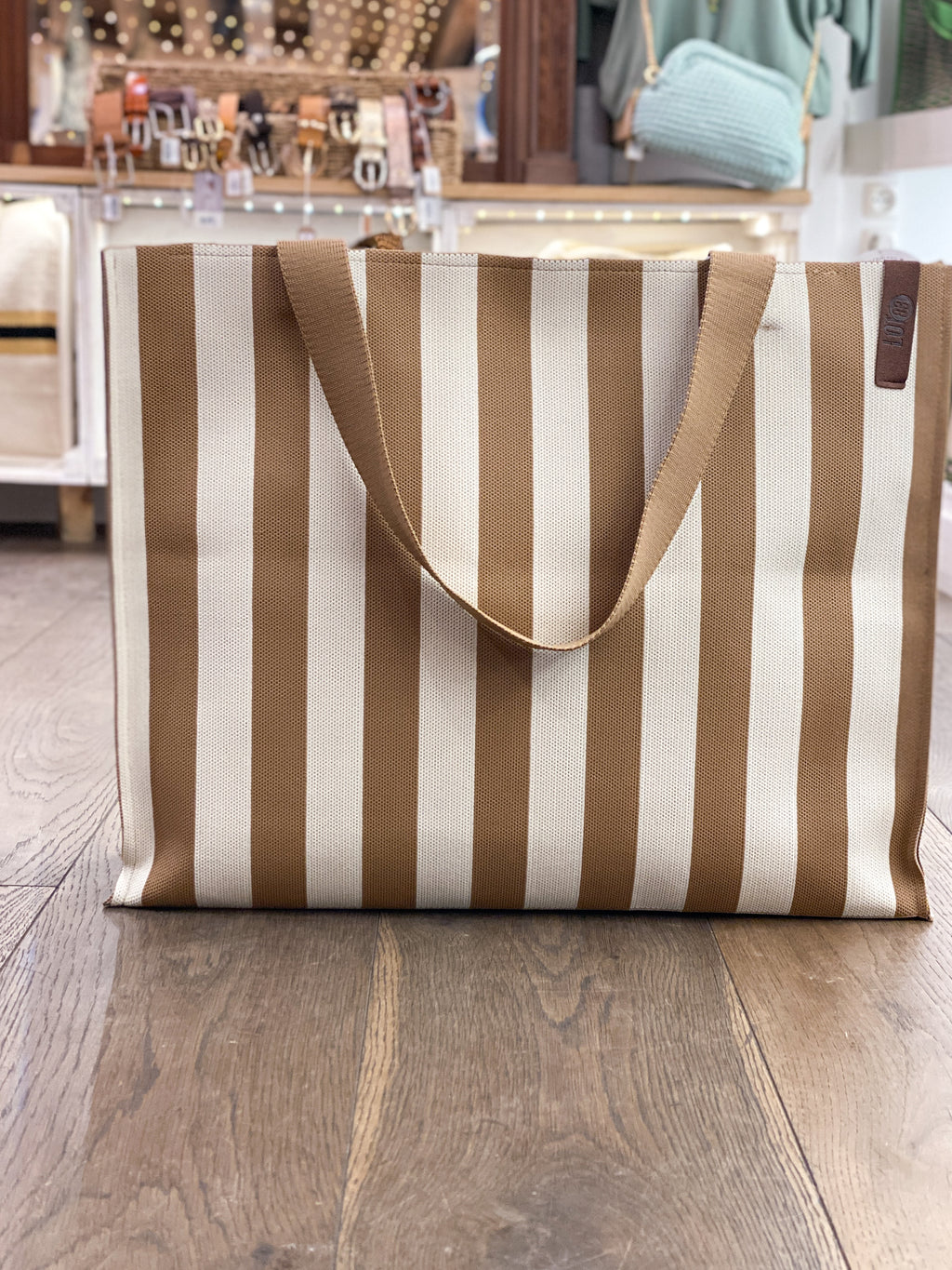 Sac cabas femme rayé grand format