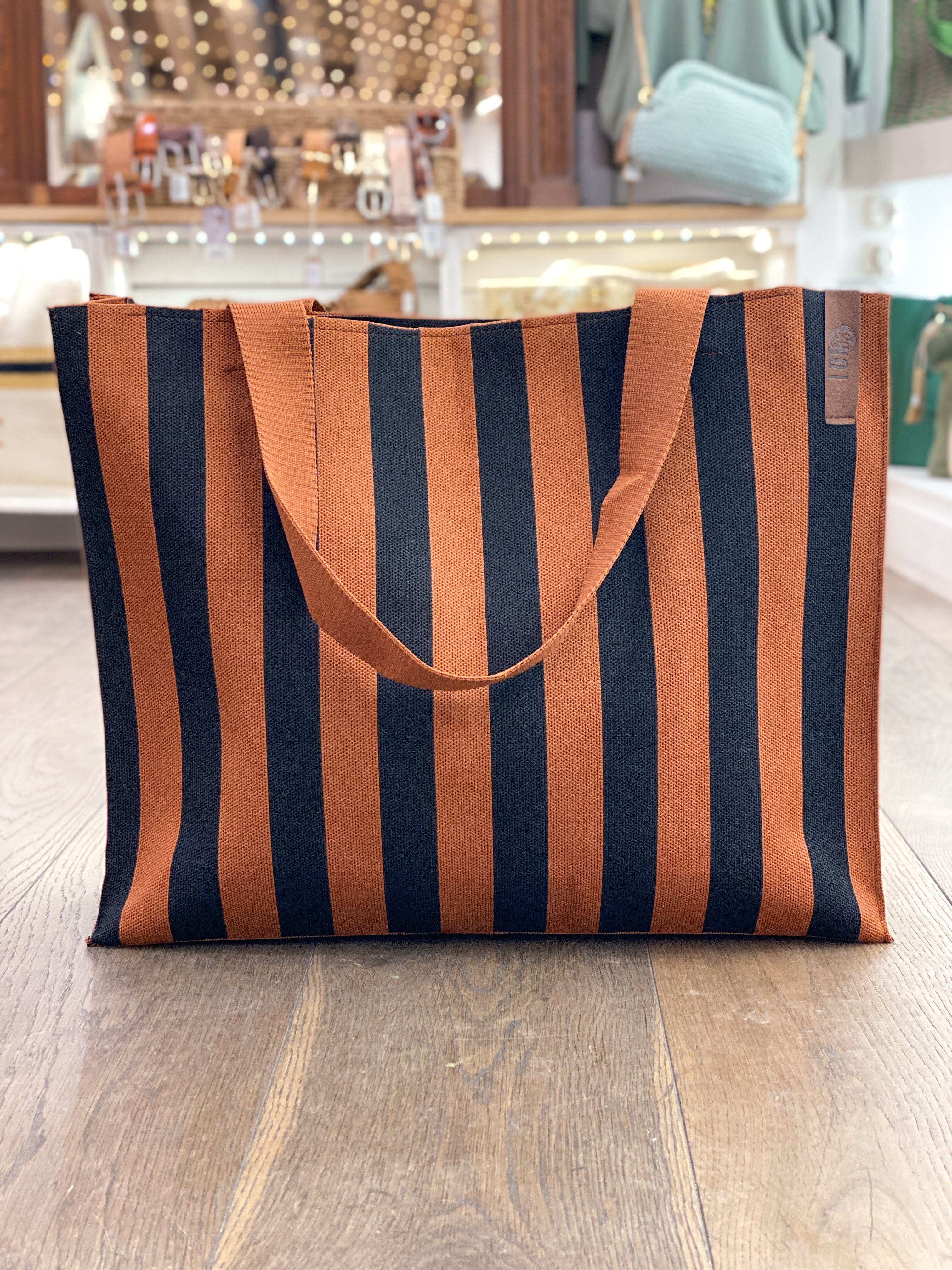 Sac cabas femme rayé grand format