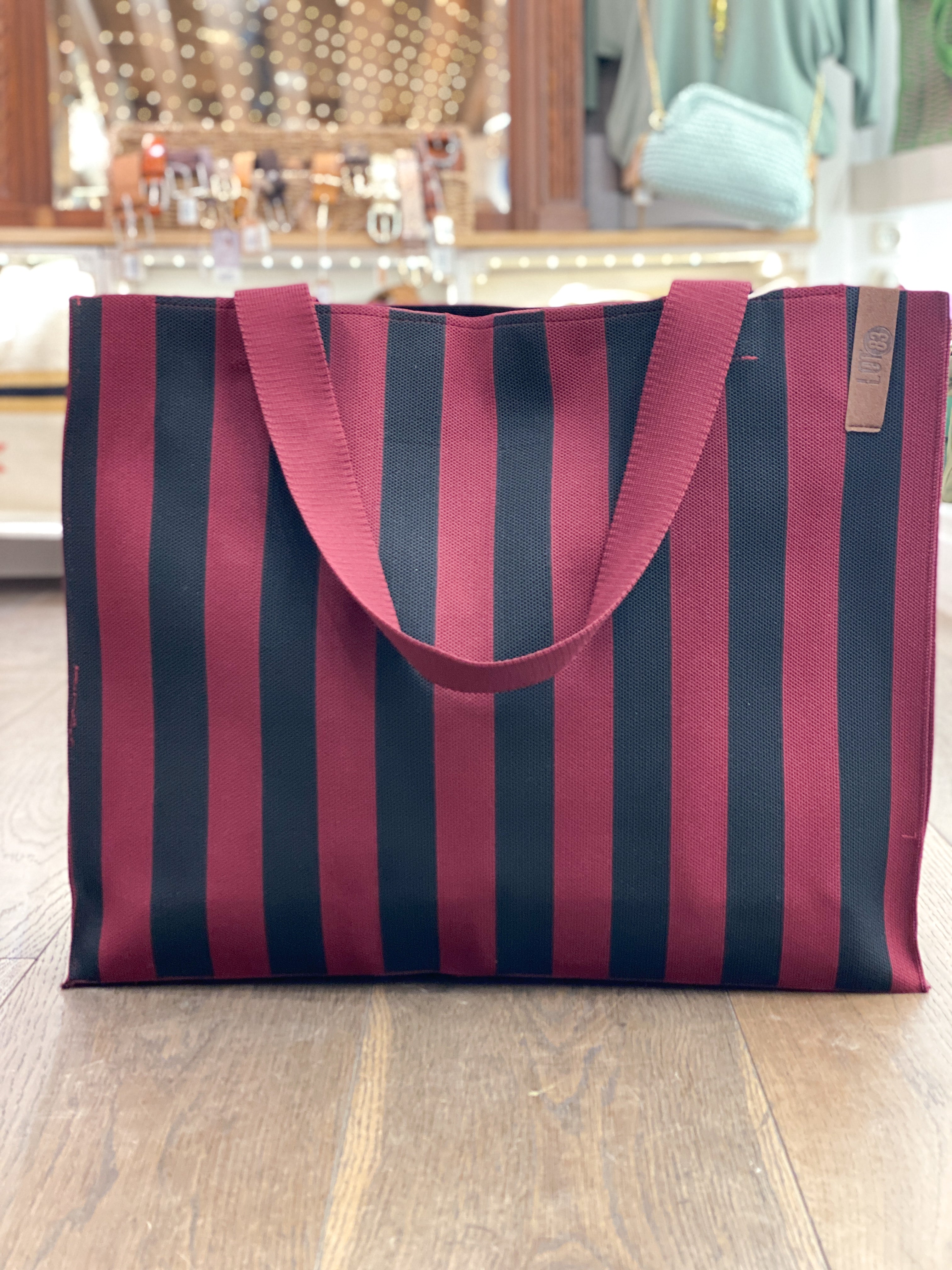 Sac cabas femme rayé grand format