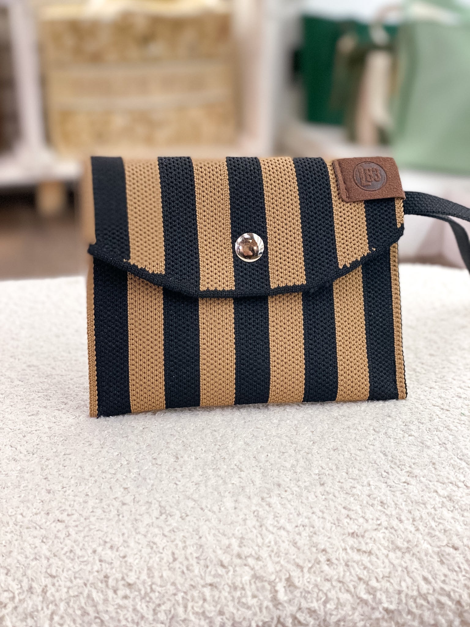 Porte-monnaie carré femme rayé compact