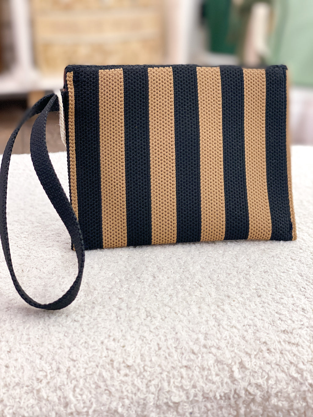 Porte-monnaie carré femme rayé compact