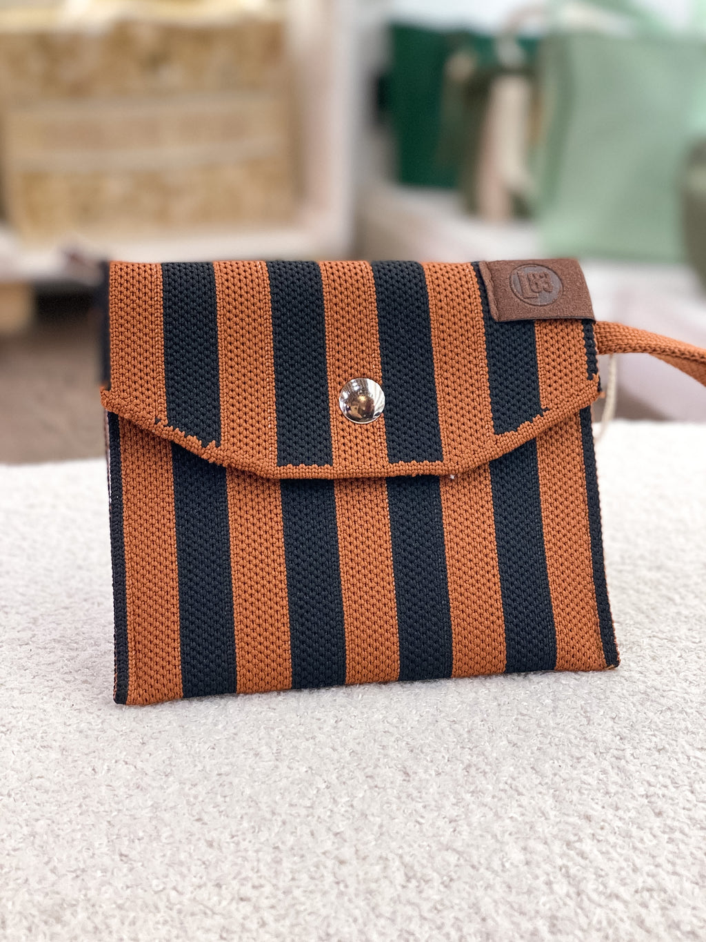 Porte-monnaie carré femme rayé compact
