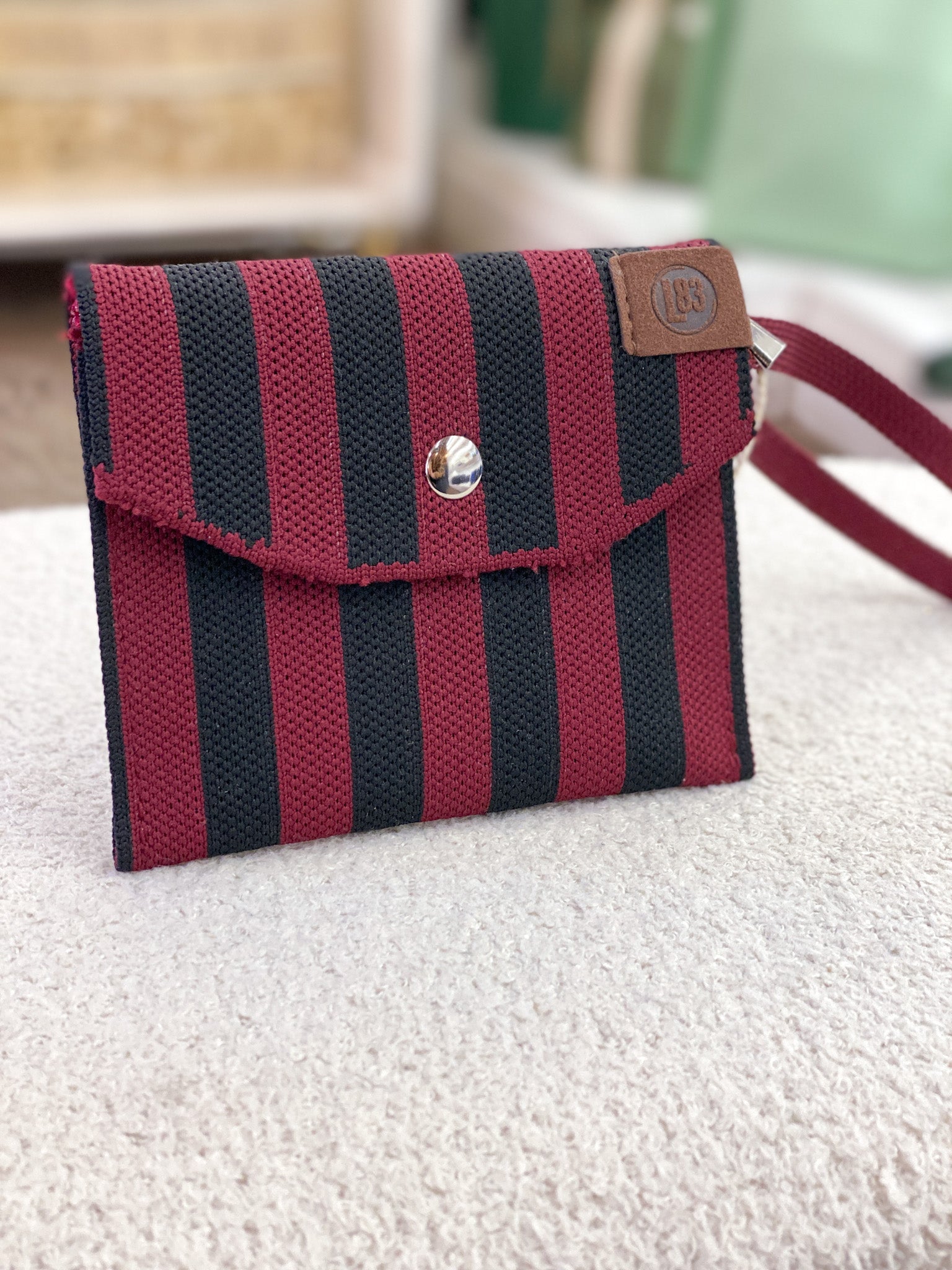 Porte-monnaie carré femme rayé compact