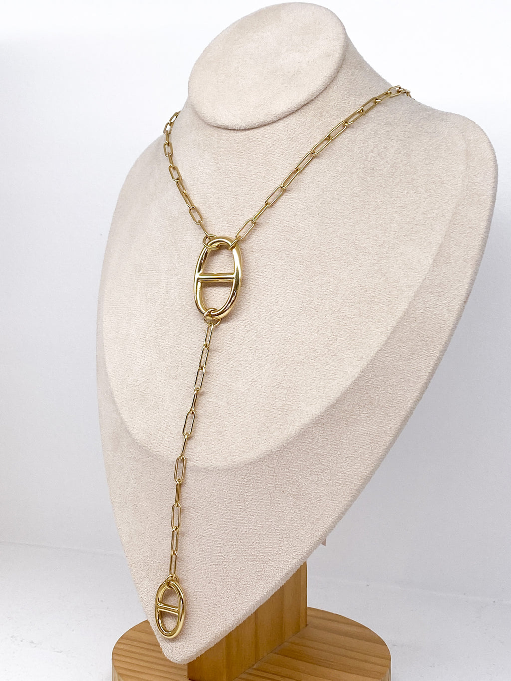 Collier long Y chaîne large à grosses mailles