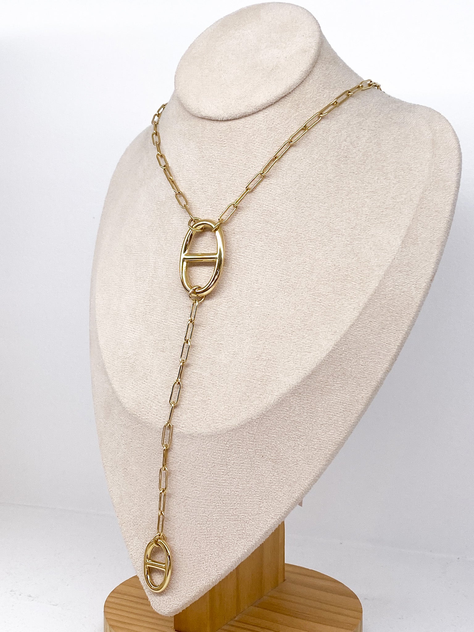 Collier long Y chaîne large à grosses mailles